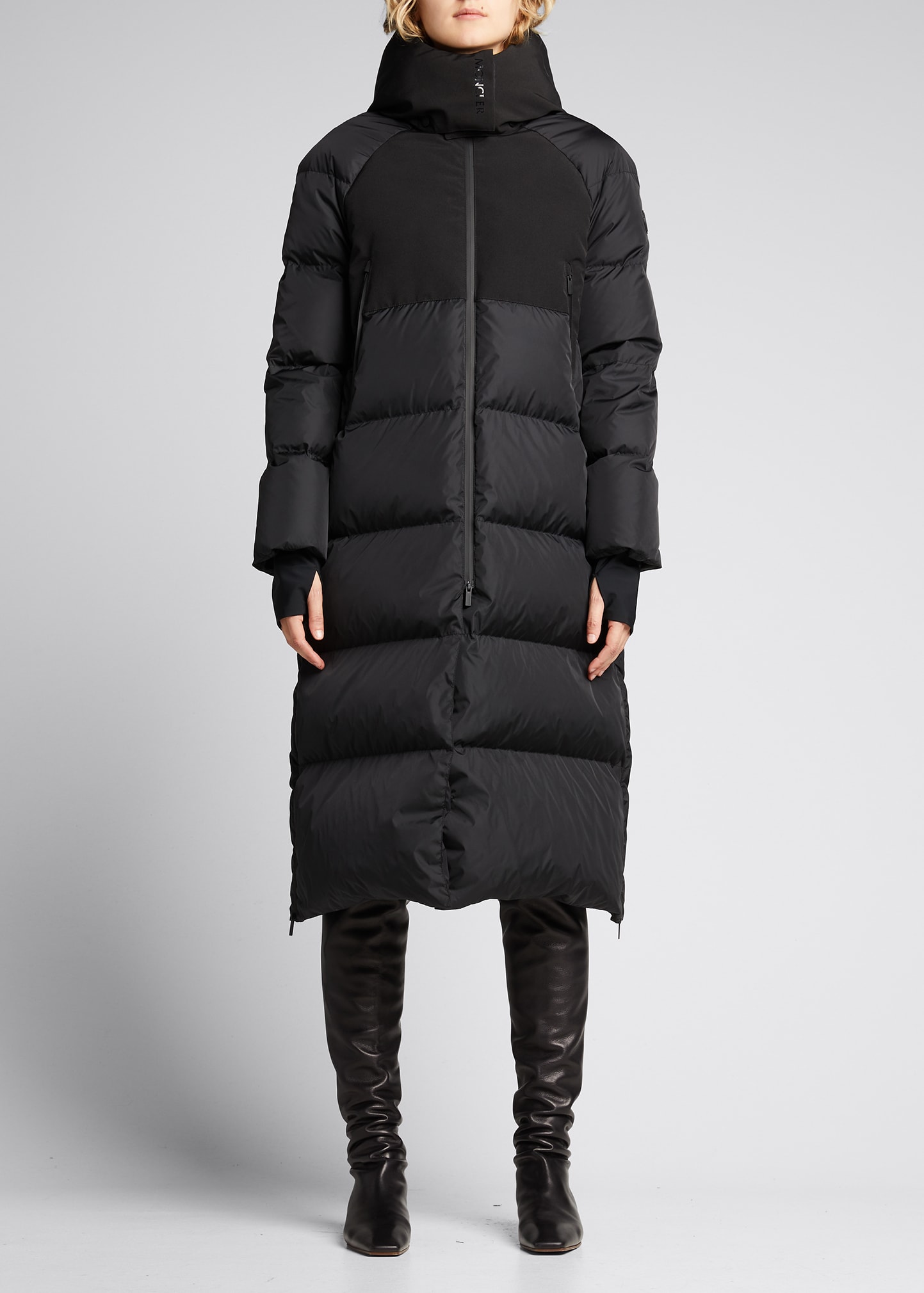 Moncler Hudson Long Puffer Coat w/ Fur Hood - Bergdorf Goodman