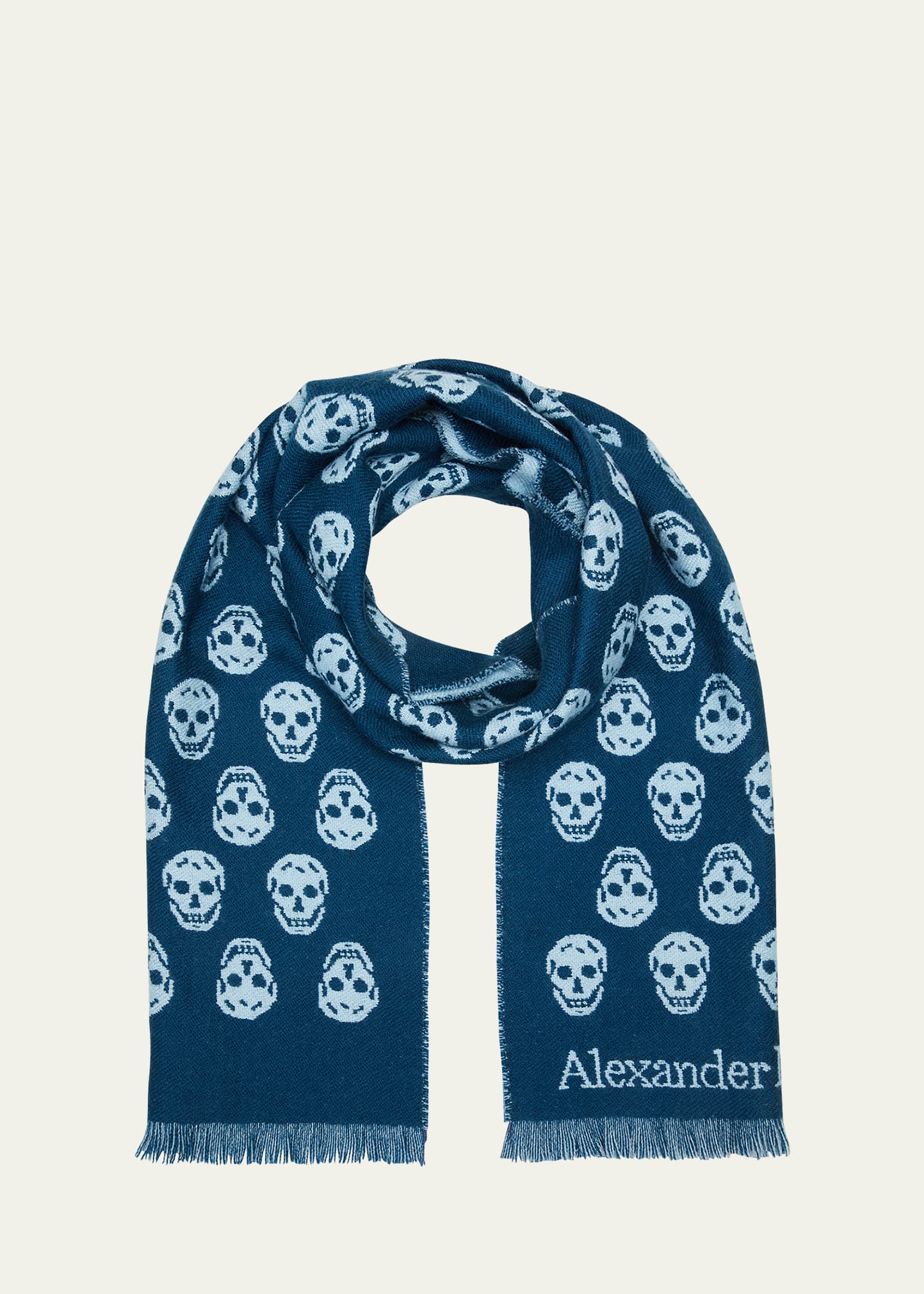 McQueen Reversible Skull-Print Wool Scarf - Bergdorf Goodman