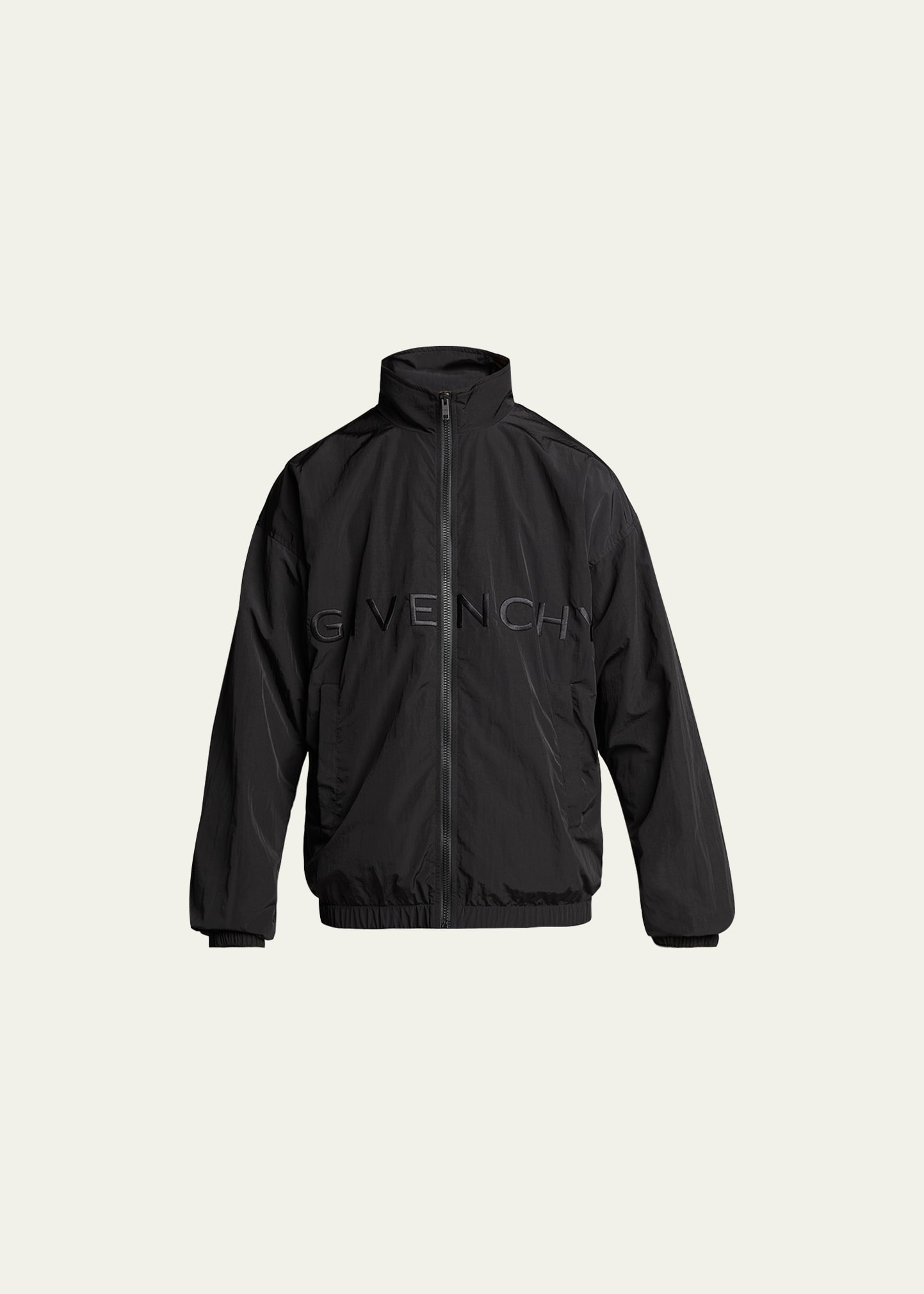 Givenchy Men's Crinkled Nylon Logo Bomber Jacket - Bergdorf Goodman