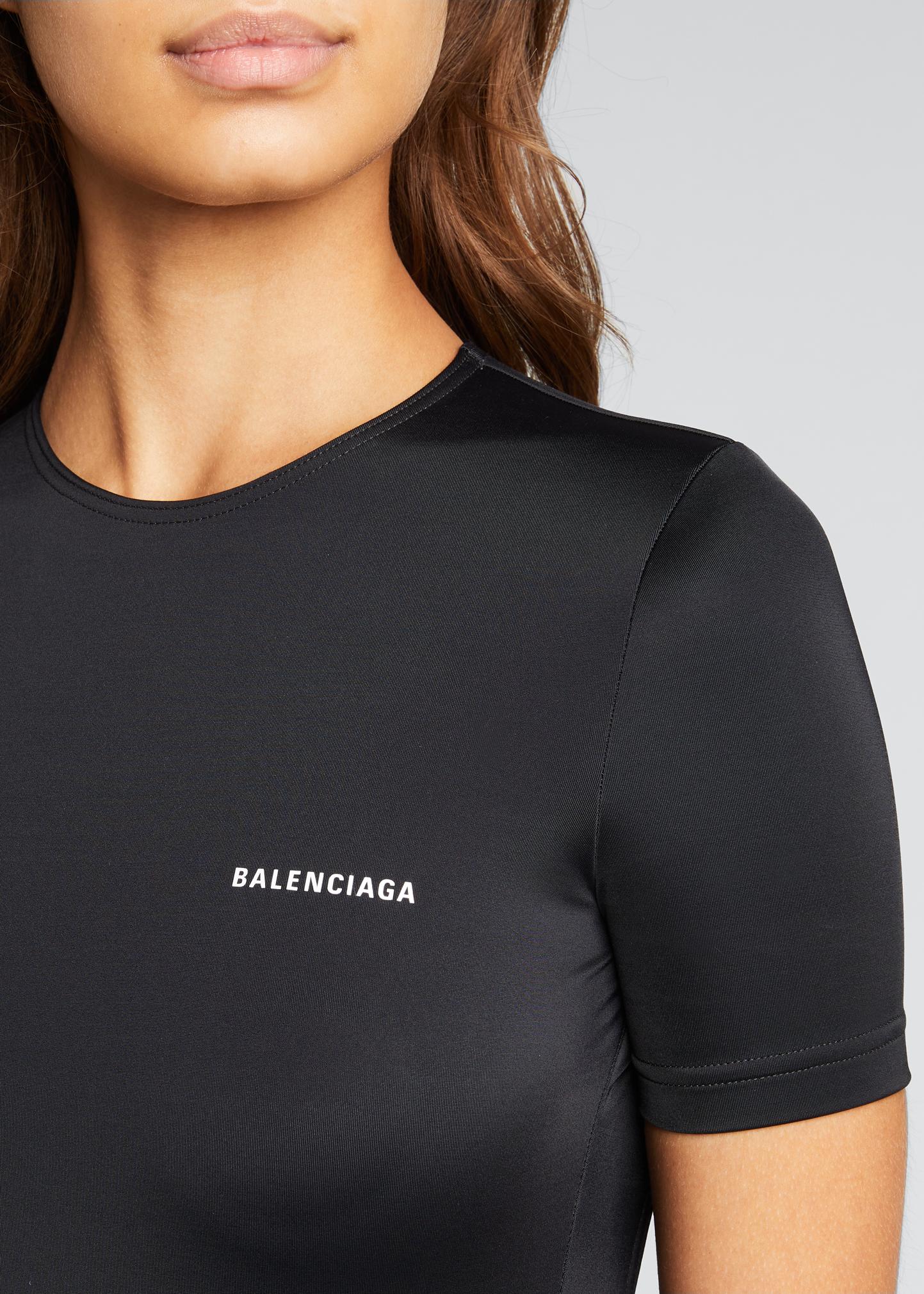 Balenciaga Logo One-Piece Swimsuit w/ Open-Back - Bergdorf Goodman