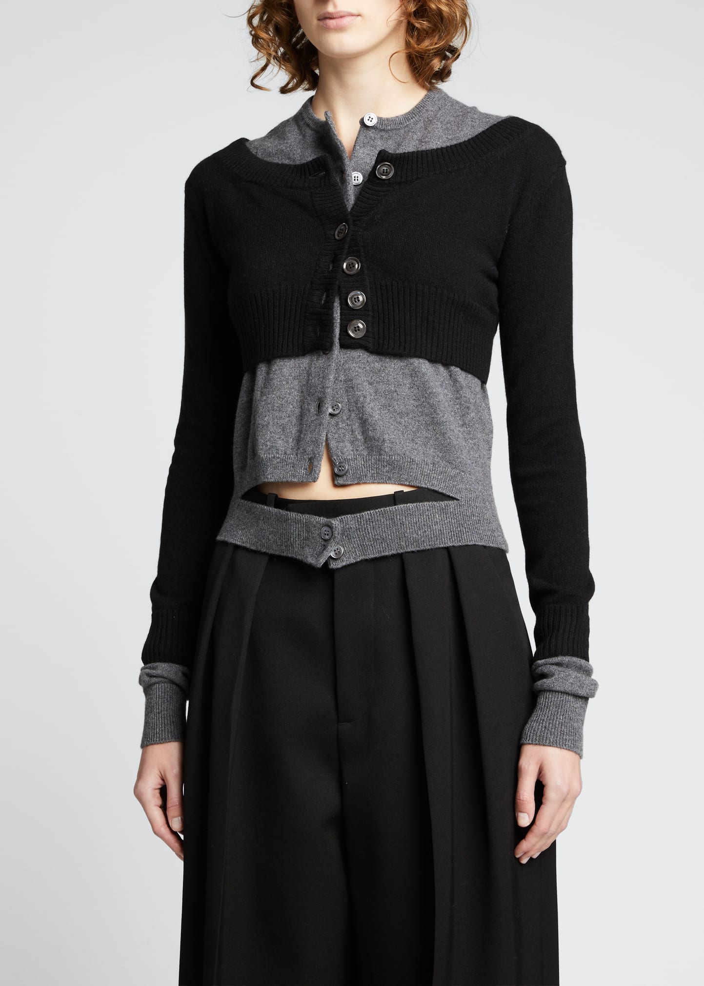 MERYLL ROGGE Double Layered Cashmere Crop Cardigan - Bergdorf Goodman