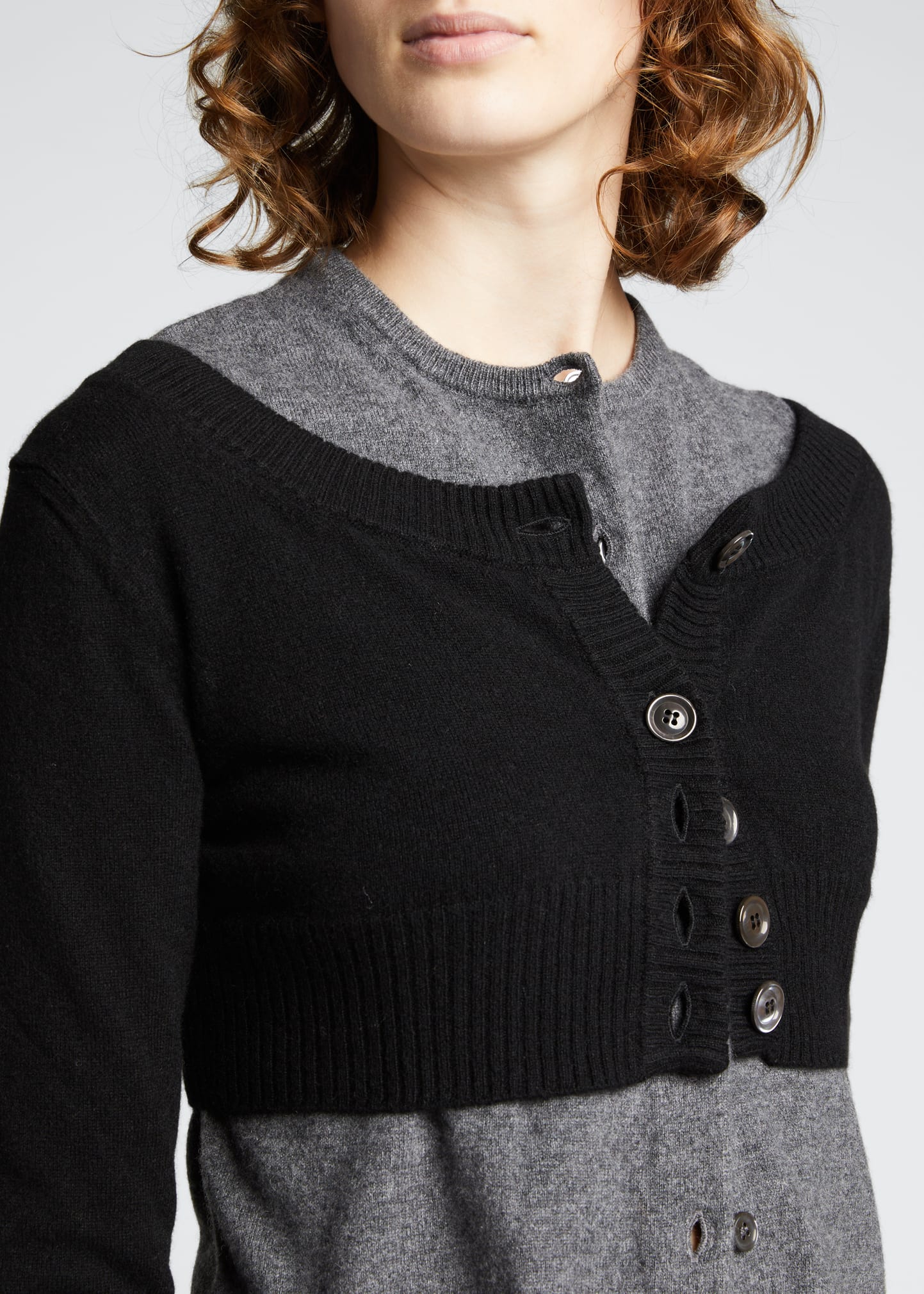 MERYLL ROGGE Double Layered Cashmere Crop Cardigan - Bergdorf Goodman