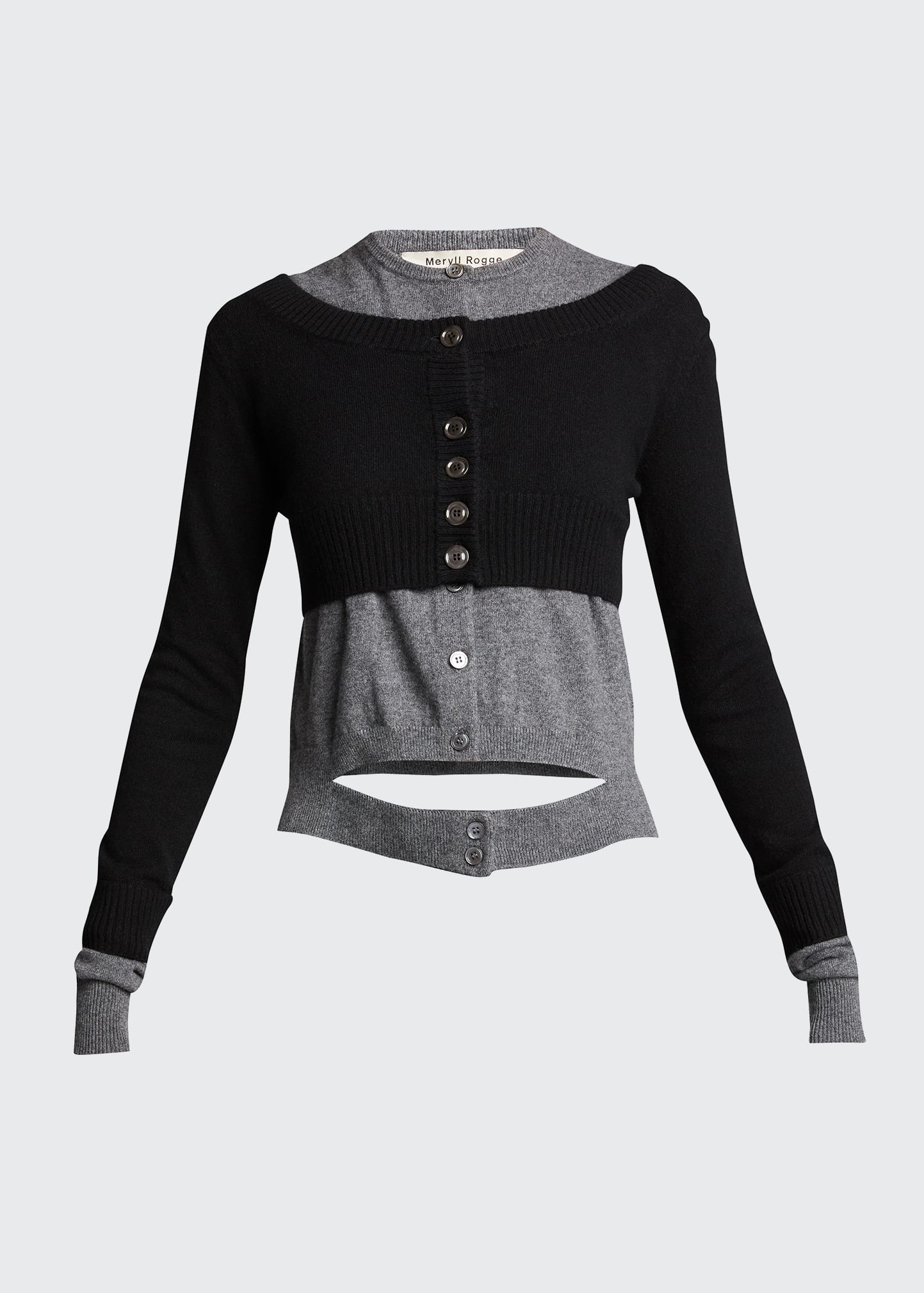 MERYLL ROGGE Double Layered Cashmere Crop Cardigan - Bergdorf Goodman