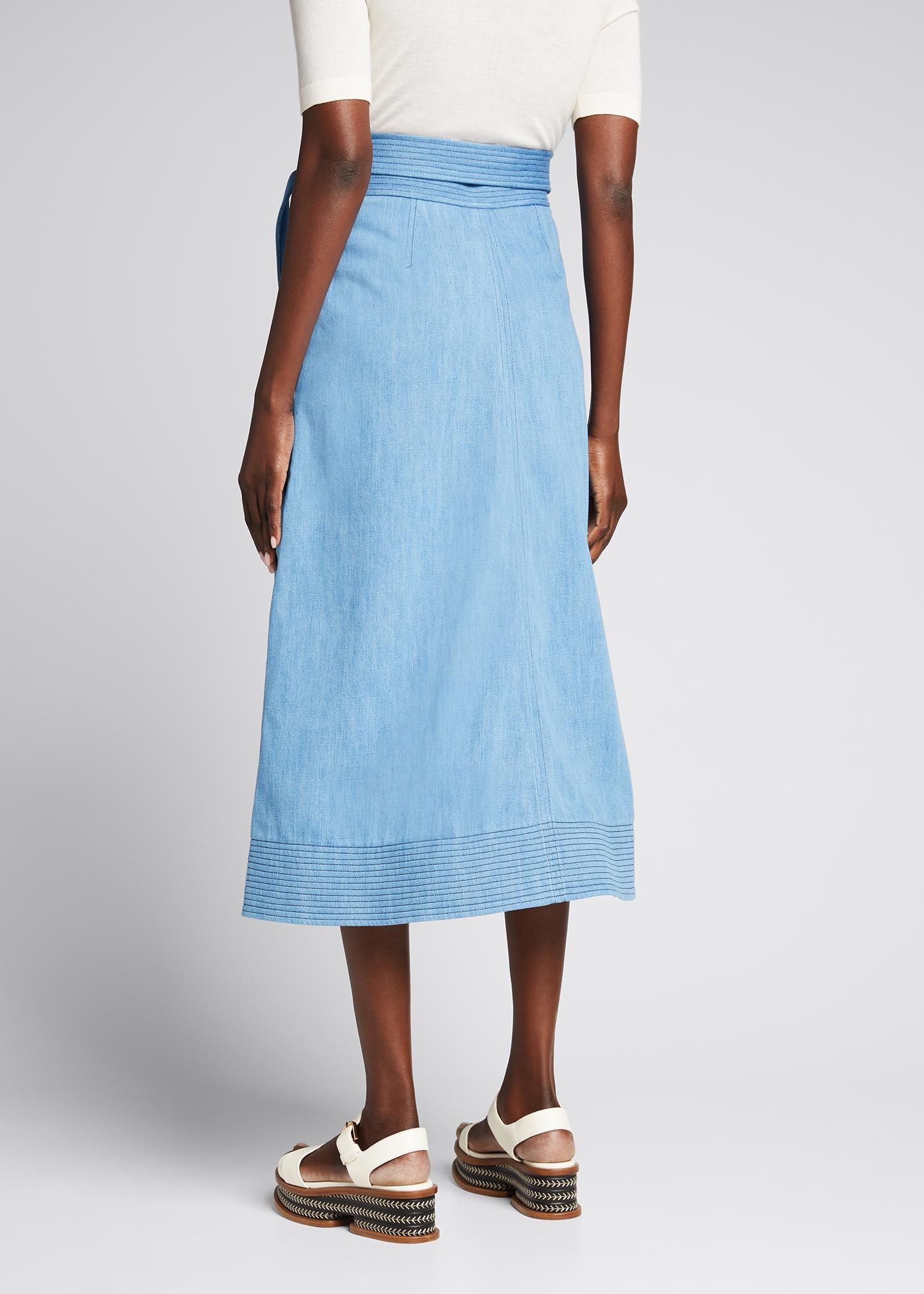 Gabriela Hearst Duane Denim Midi Wrap Skirt - BCI Cotton