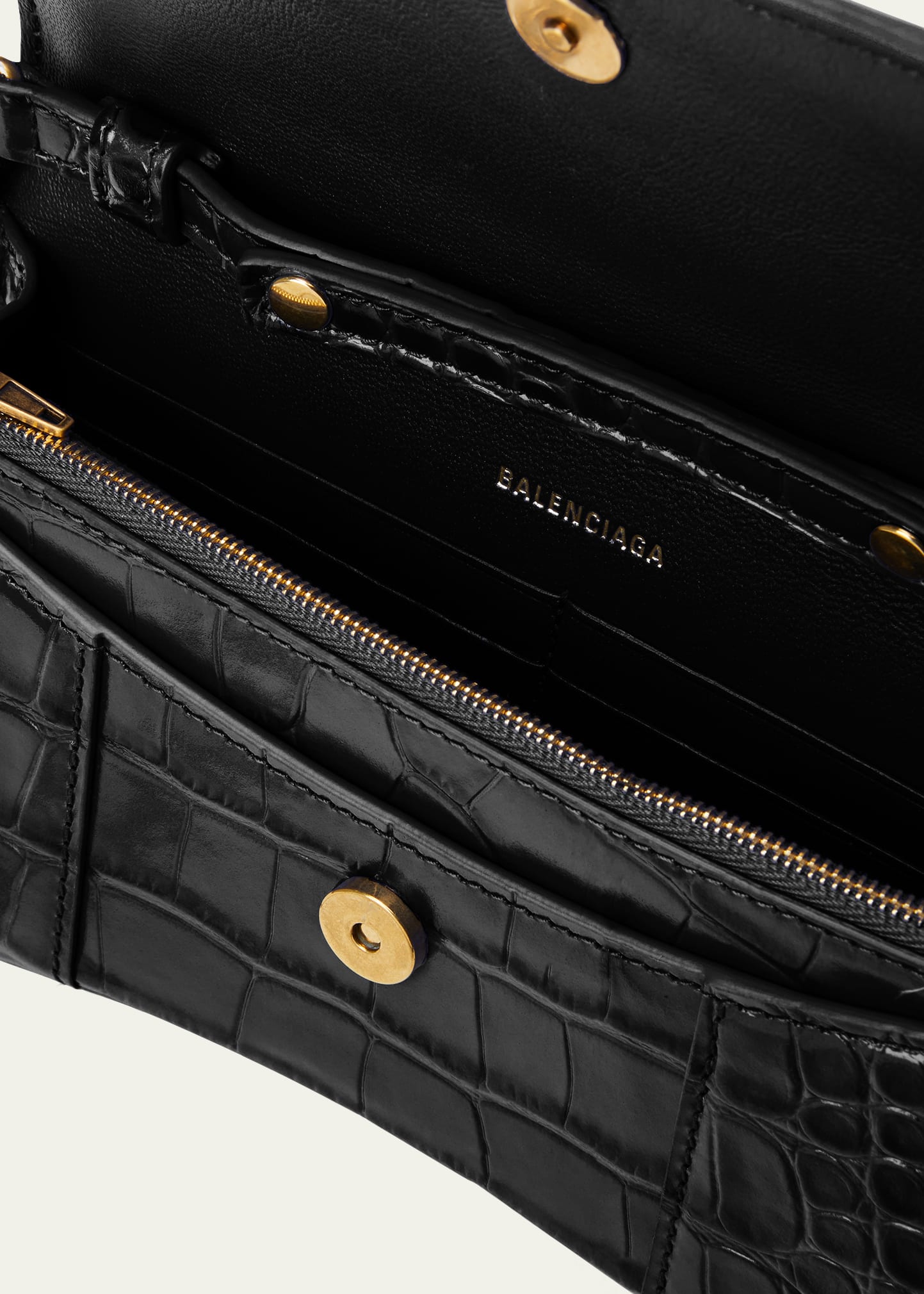 Balenciaga Hourglass Shiny Mock-Croc Chain Wallet - Bergdorf Goodman