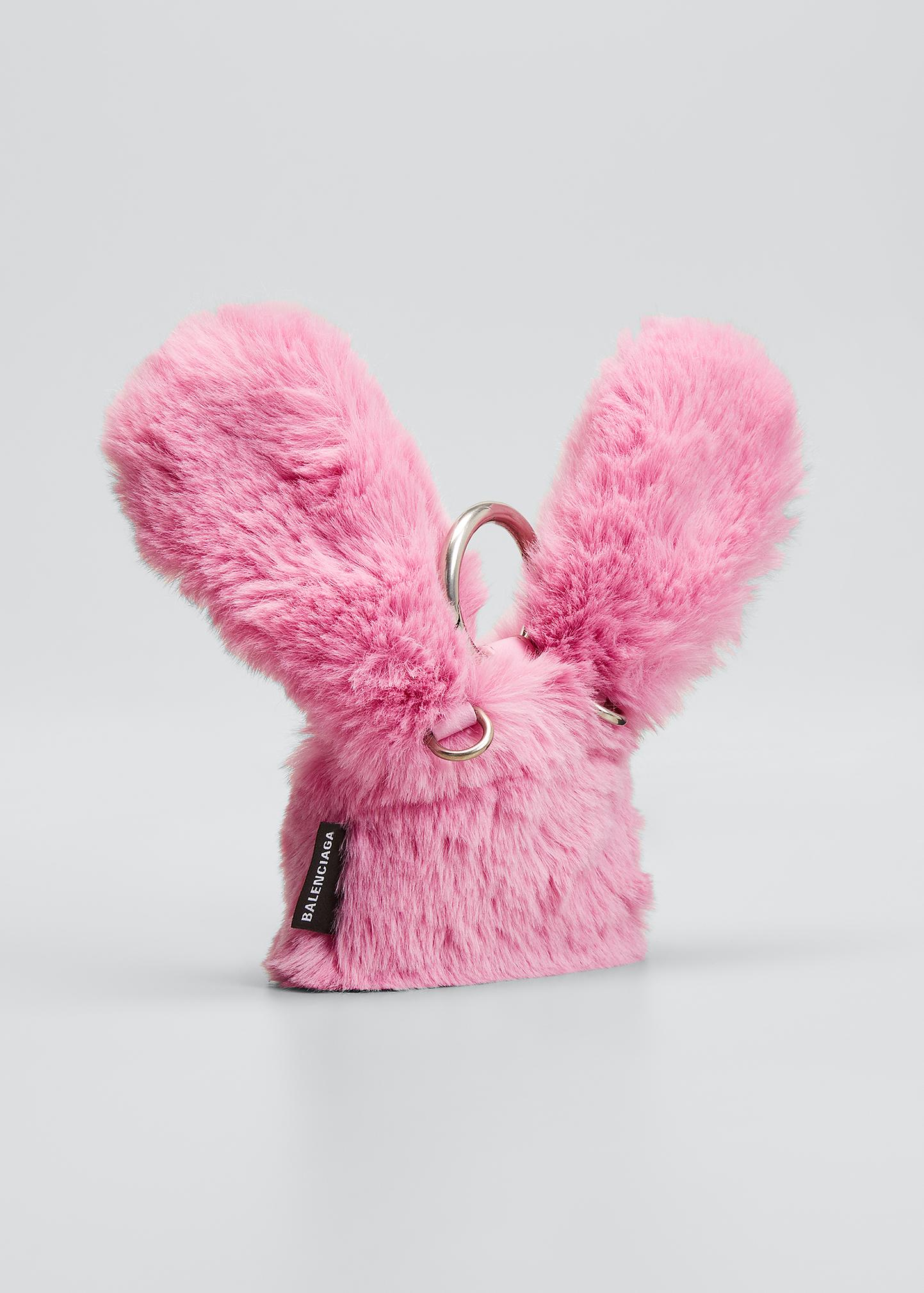 小物 BALENCIAGA AIRPOD HOLDER Balenciaga Bunny Ear Faux-Fur AirPods Case w/ Strap - Bergdorf Goodman