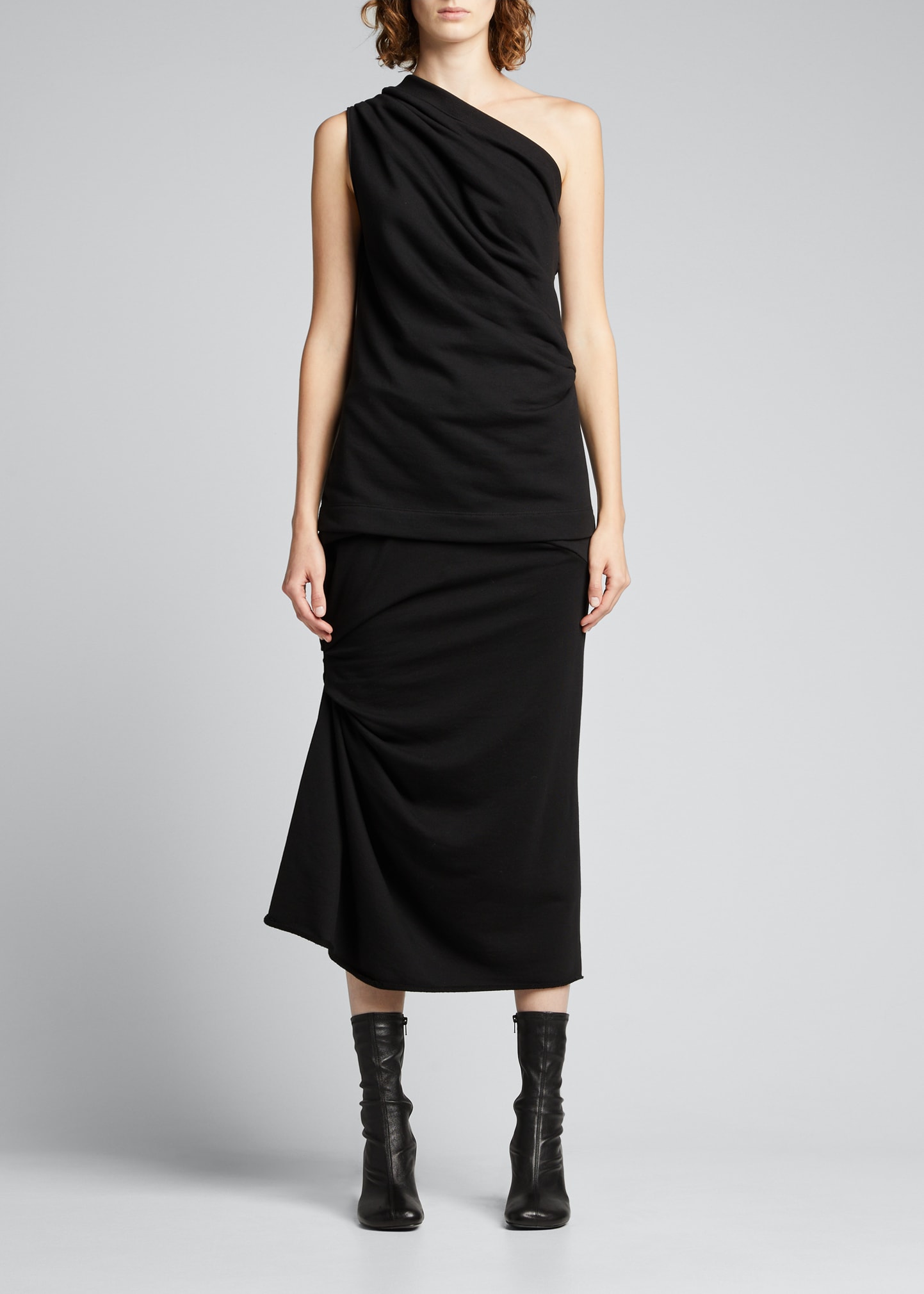 ワンピースその他 Dries Van Noten Black wool-blend dress with drape Dries Van Noten Dries Van Noten Black Wool-Blend Dress With