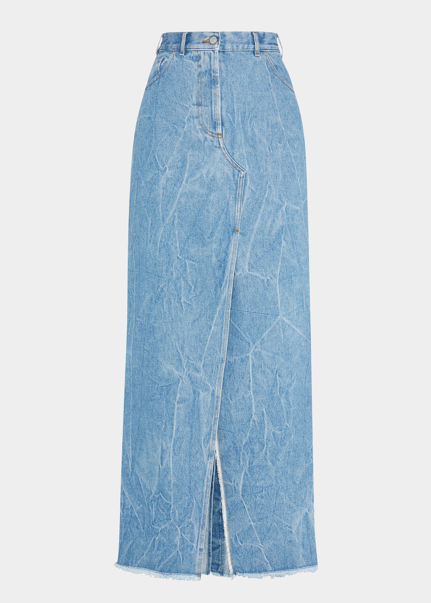 Dries Van Noten Raw-Edge Denim Maxi Skirt - Bergdorf Goodman