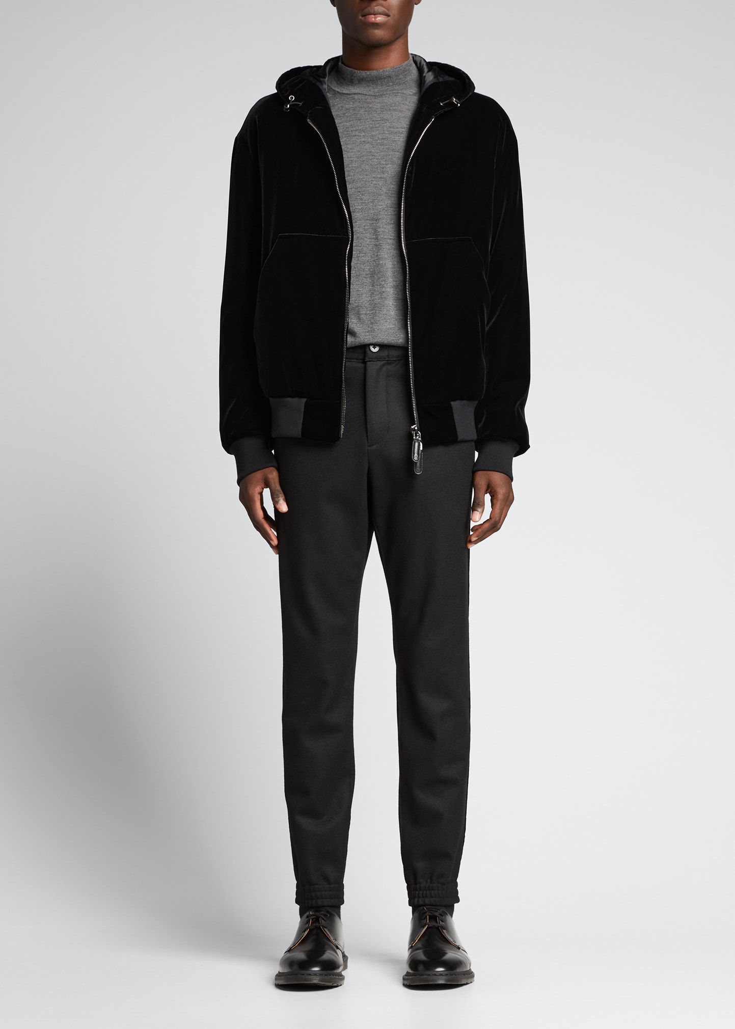 Giorgio Armani Men's Zip-Up Velvet Sweatshirt - Bergdorf Goodman