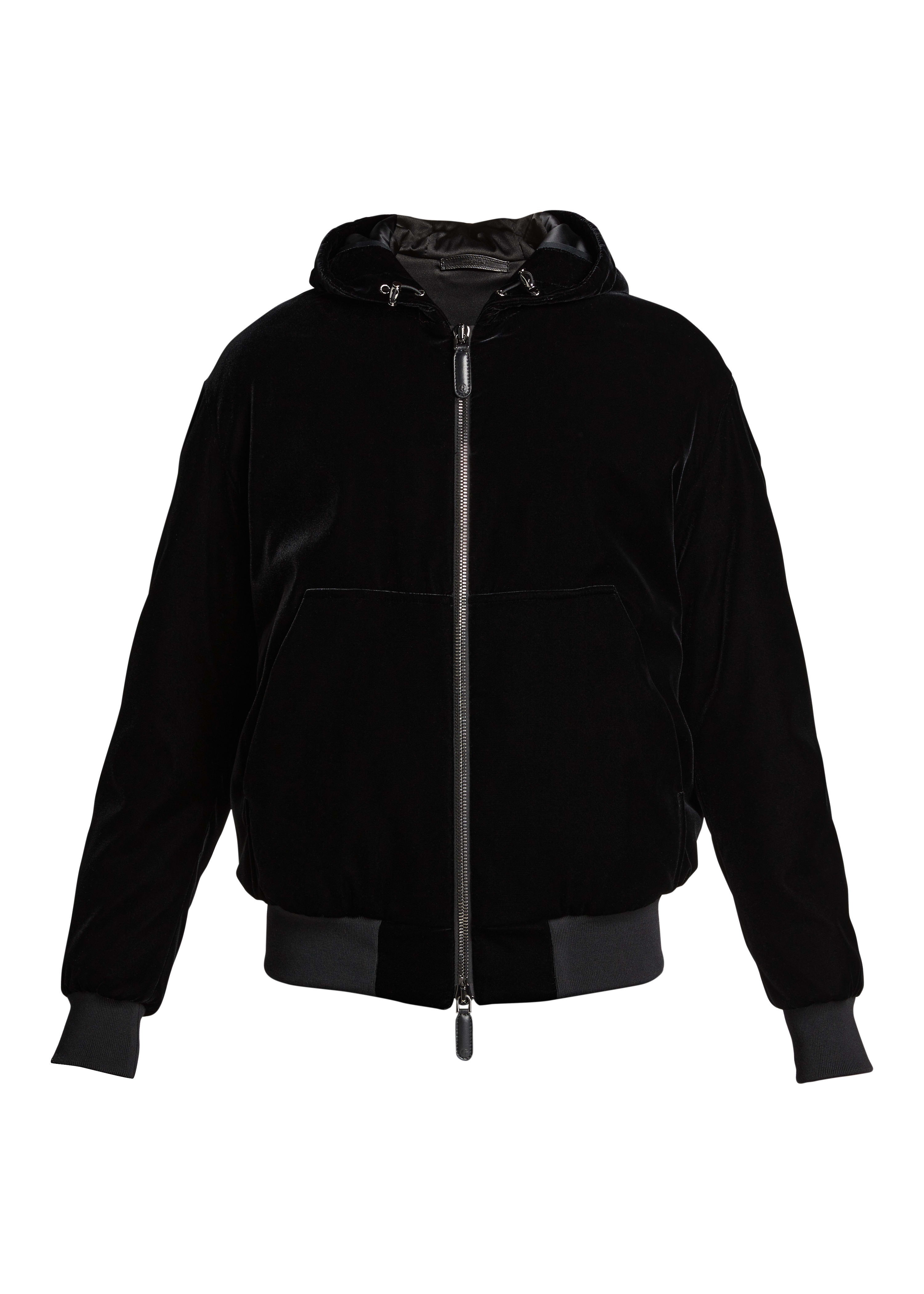 Giorgio Armani Men's Zip-Up Velvet Sweatshirt - Bergdorf Goodman