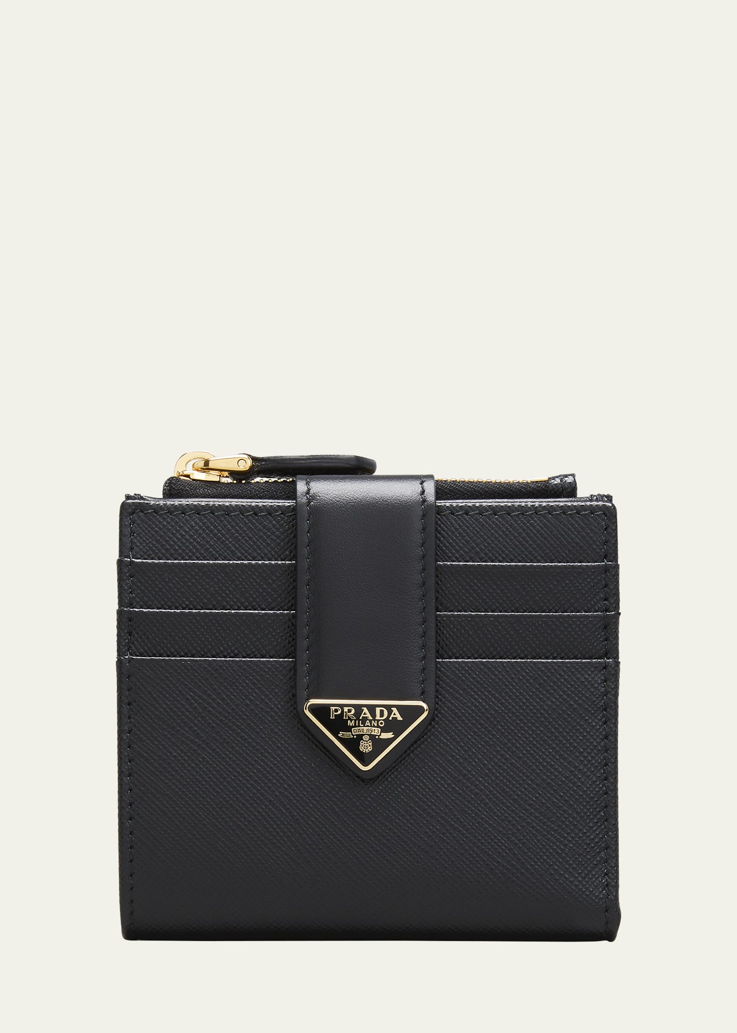 Prada Small Leather Wallet with Triangle Snap - Bergdorf Goodman