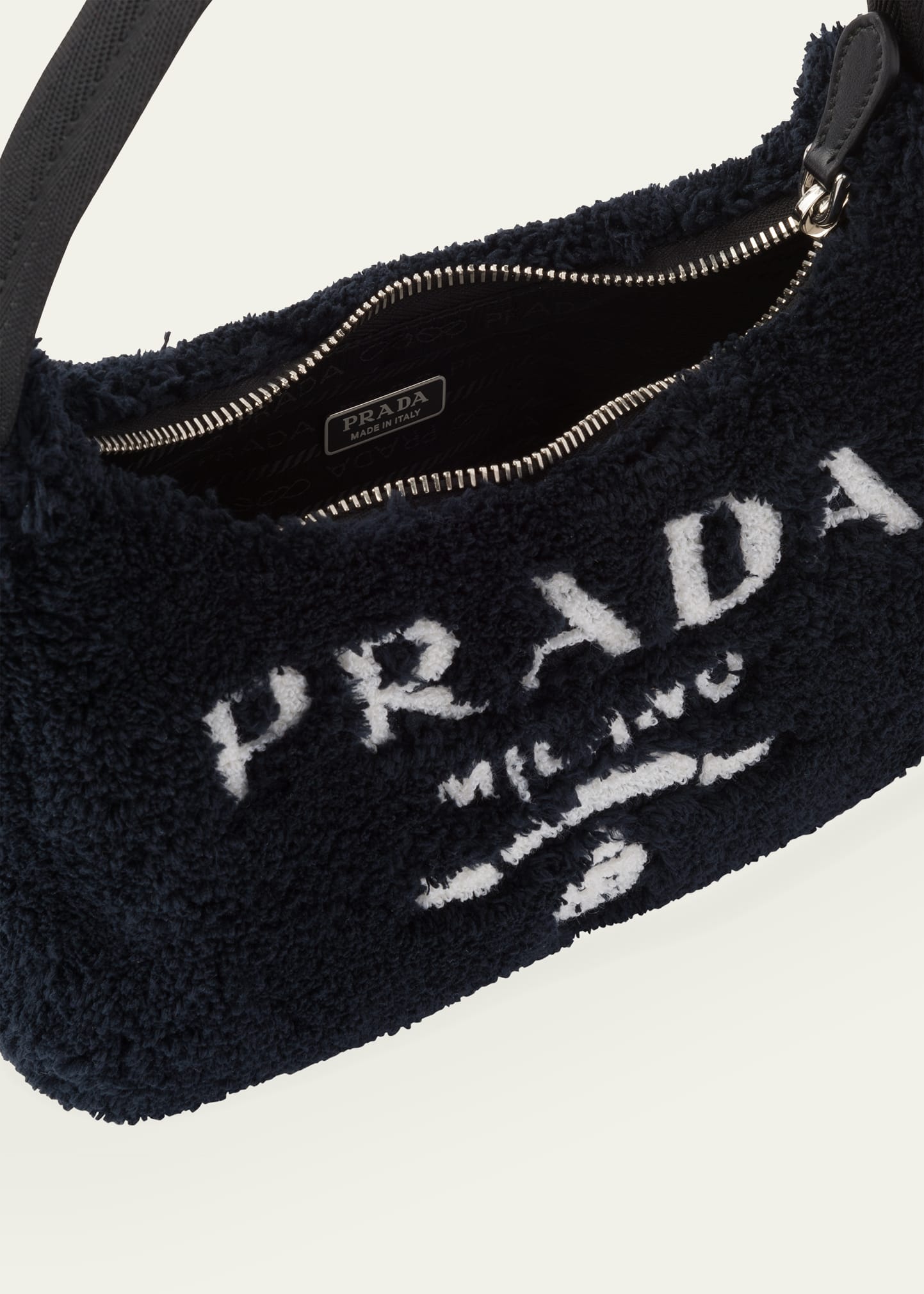 Prada Re-Edition 2000 Logo Terry Cloth Pouch Shoulder Bag