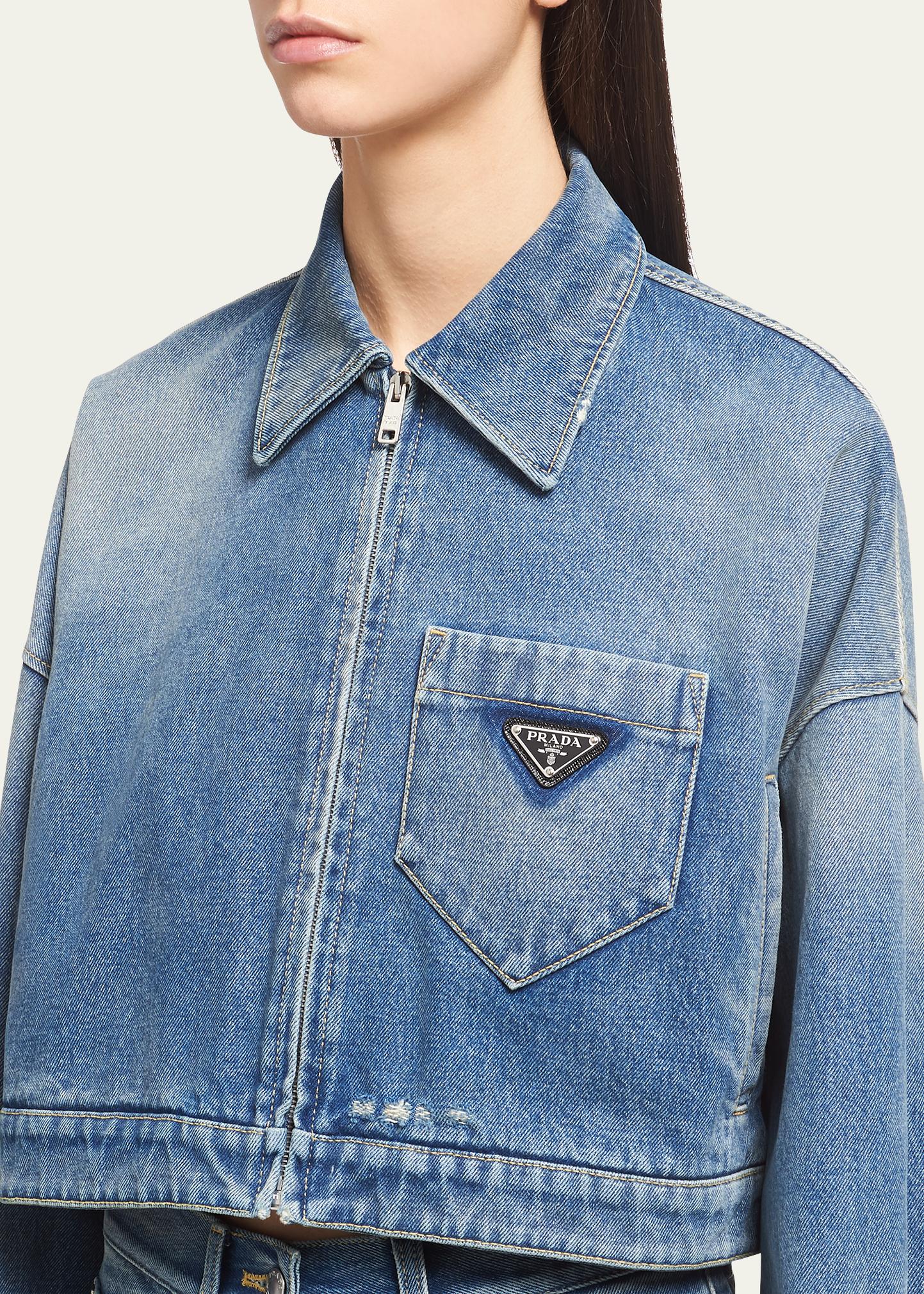 Prada Denim Washed Cropped Jacket - Bergdorf Goodman