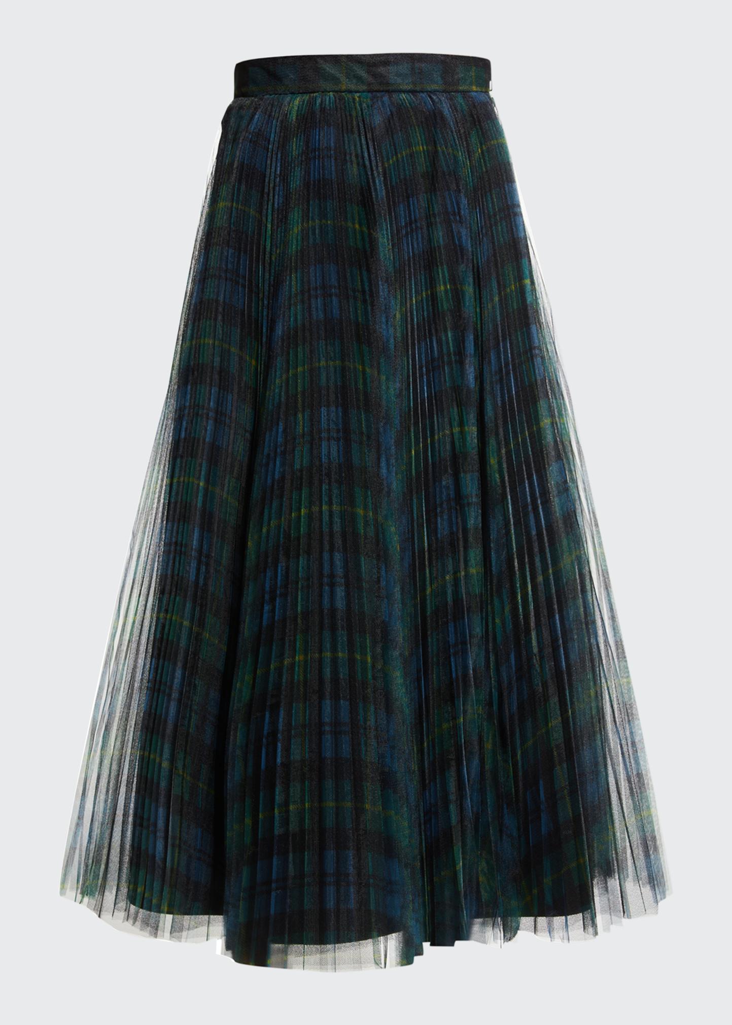 Philosophy di Lorenzo Serafini Tartan Tulle Midi Skirt - Bergdorf 