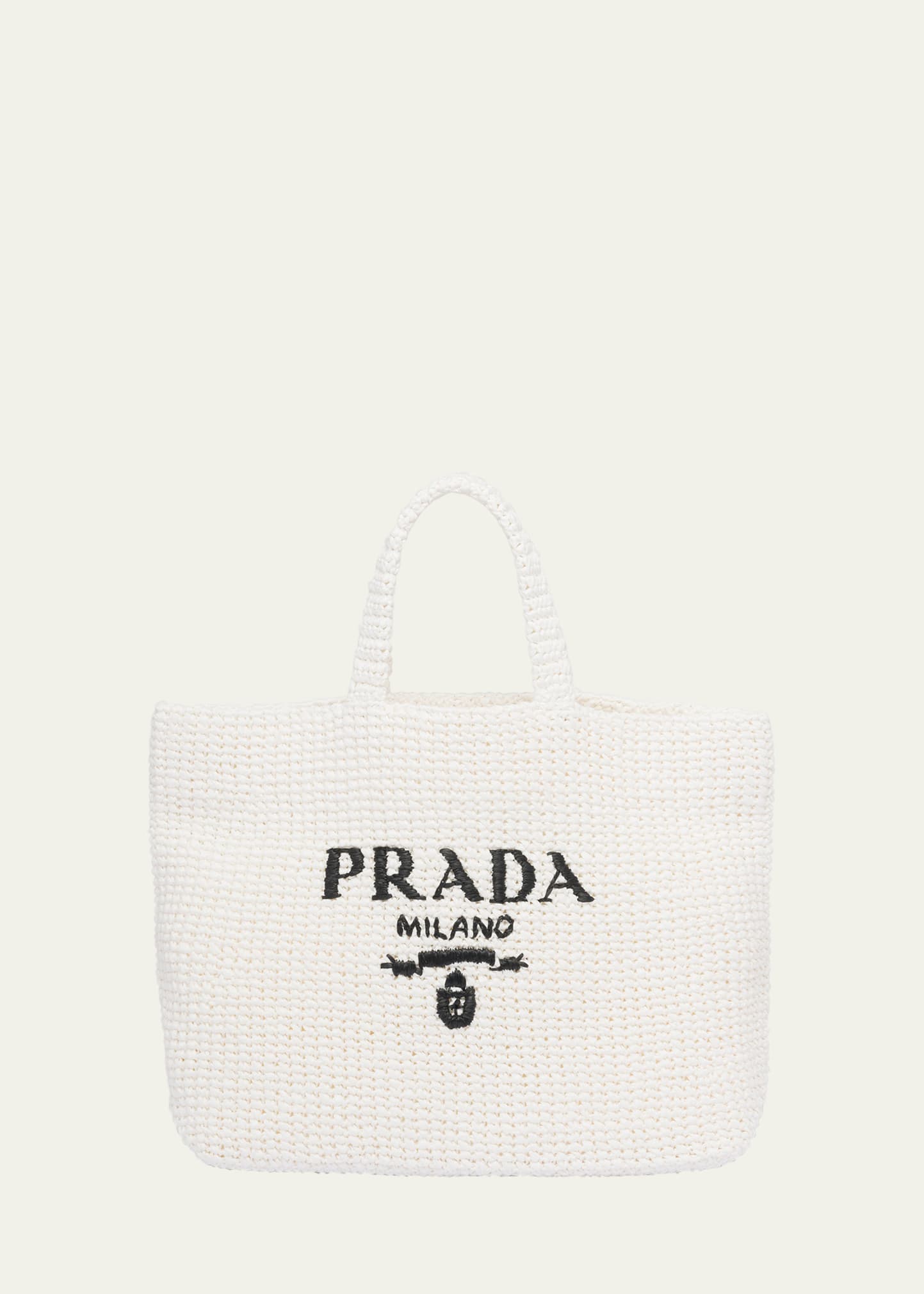 Prada Logo Striped Raffia Shoulder Bag - Bergdorf Goodman