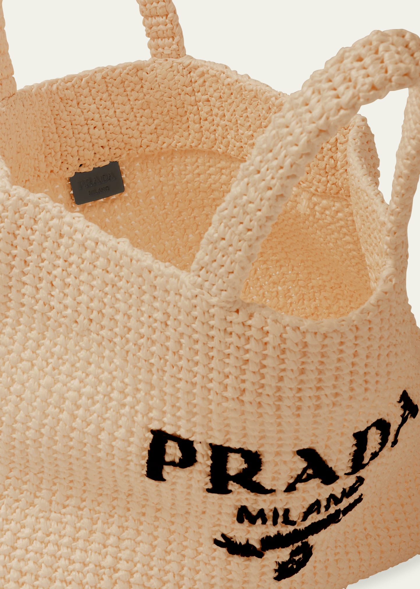 Prada Logo Striped Raffia Shoulder Bag - Bergdorf Goodman
