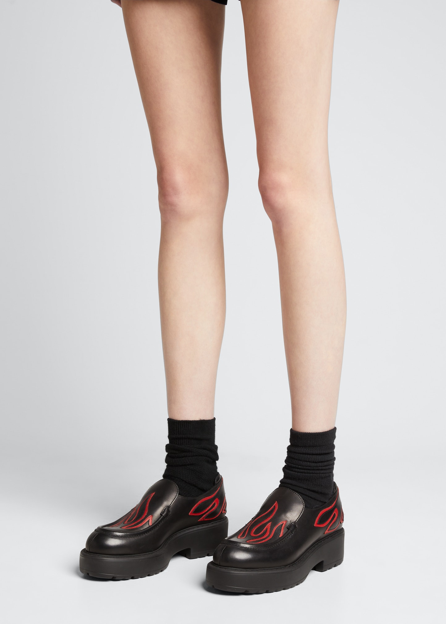 Miu Miu Leather Flame Platform Slip-on Loafers - Bergdorf Goodman