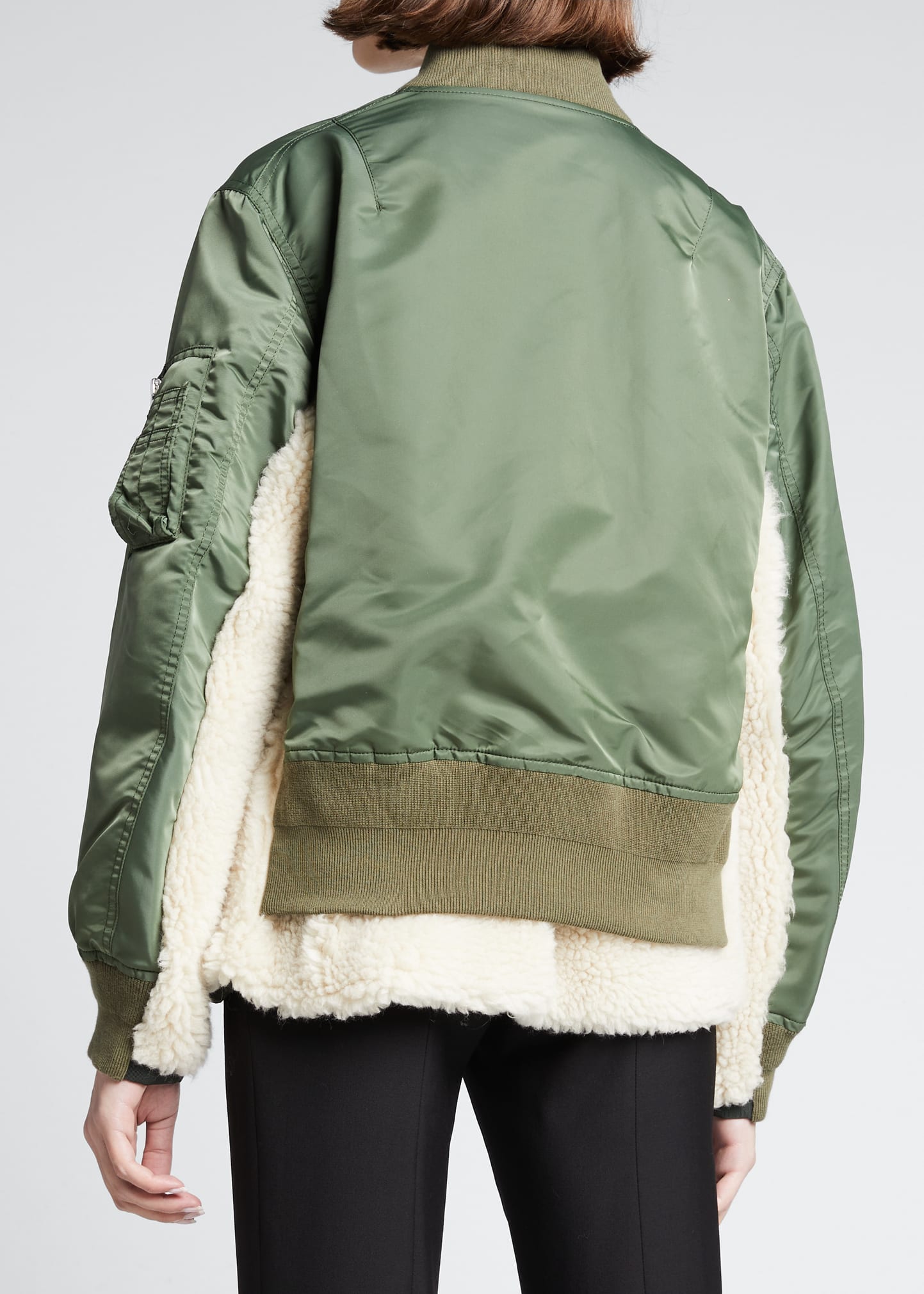 SACAI Nylon Twill Mix Bomber Jacket - Bergdorf Goodman