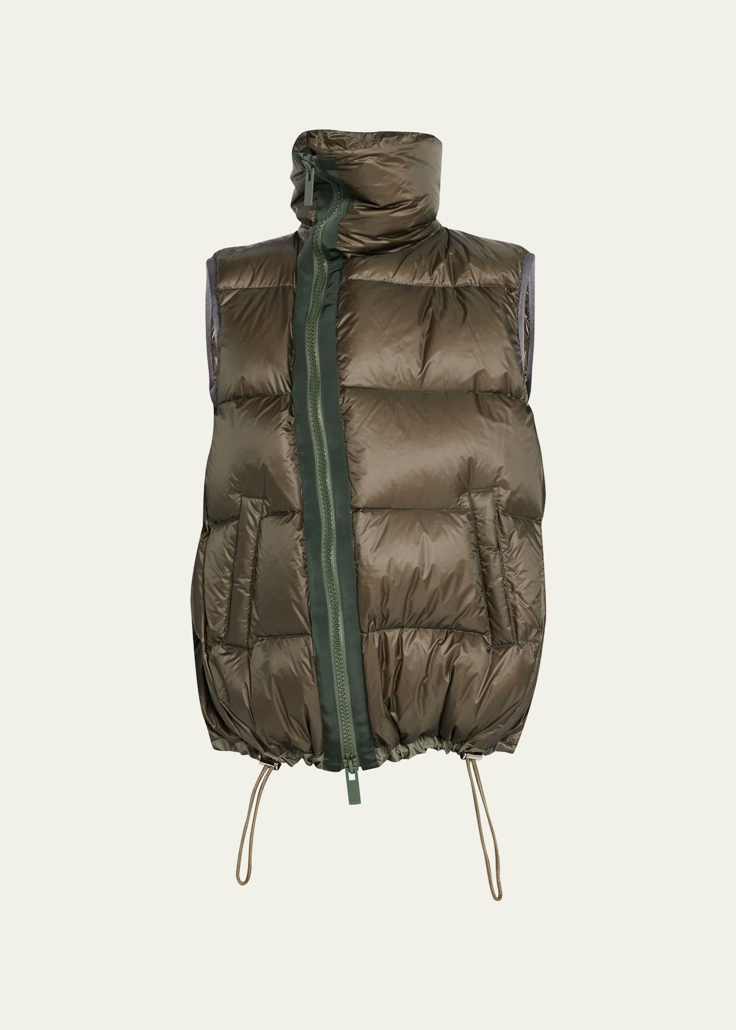 SACAI Asymmetric Zipper Puffer Vest - Bergdorf Goodman