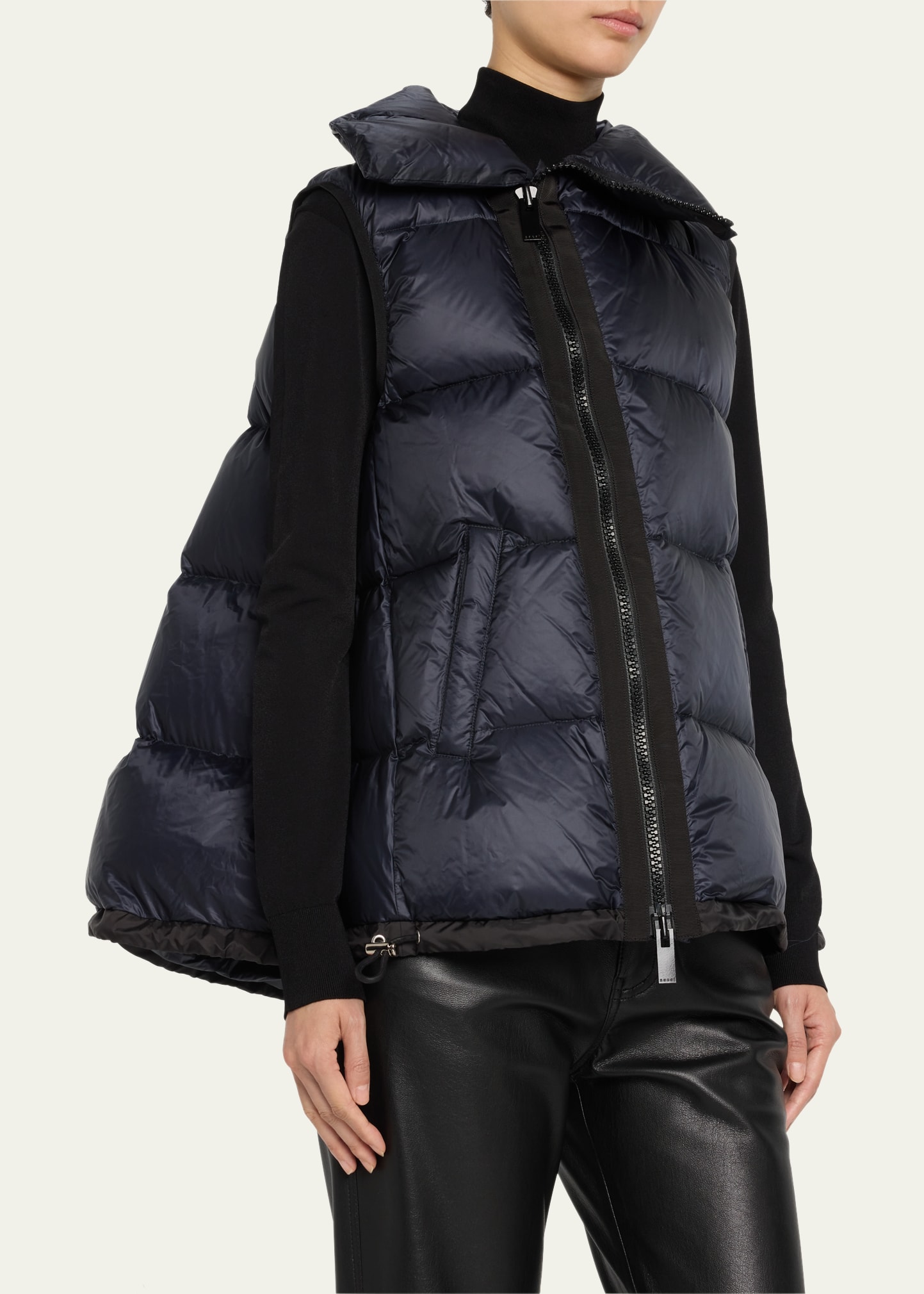 SACAI Asymmetric Zipper Puffer Vest - Bergdorf Goodman