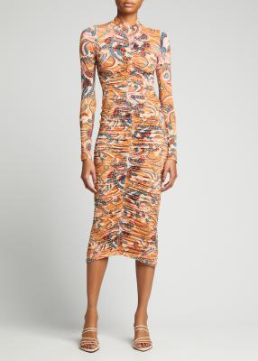 ansel ruched bodycon dress A.L.C. Ansel Ruched Bodycon Dress In Ganache - 25% Off