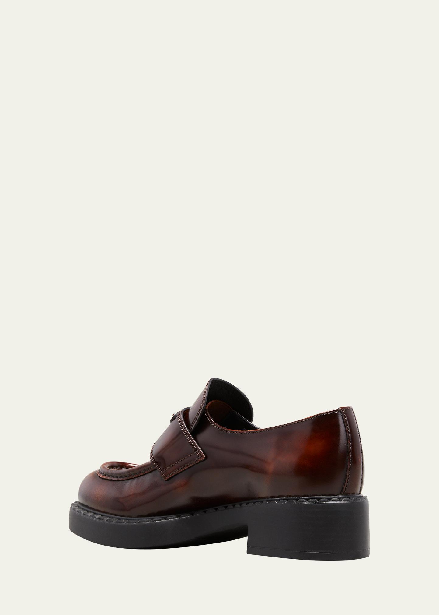 Prada Spazzolato Fume Logo Loafers - Bergdorf Goodman