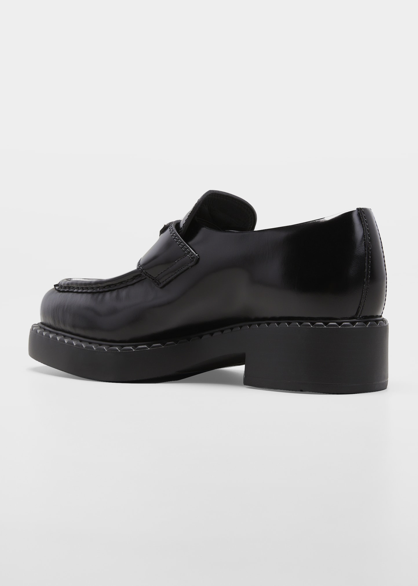 Prada Leather Logo Loafers - Bergdorf Goodman