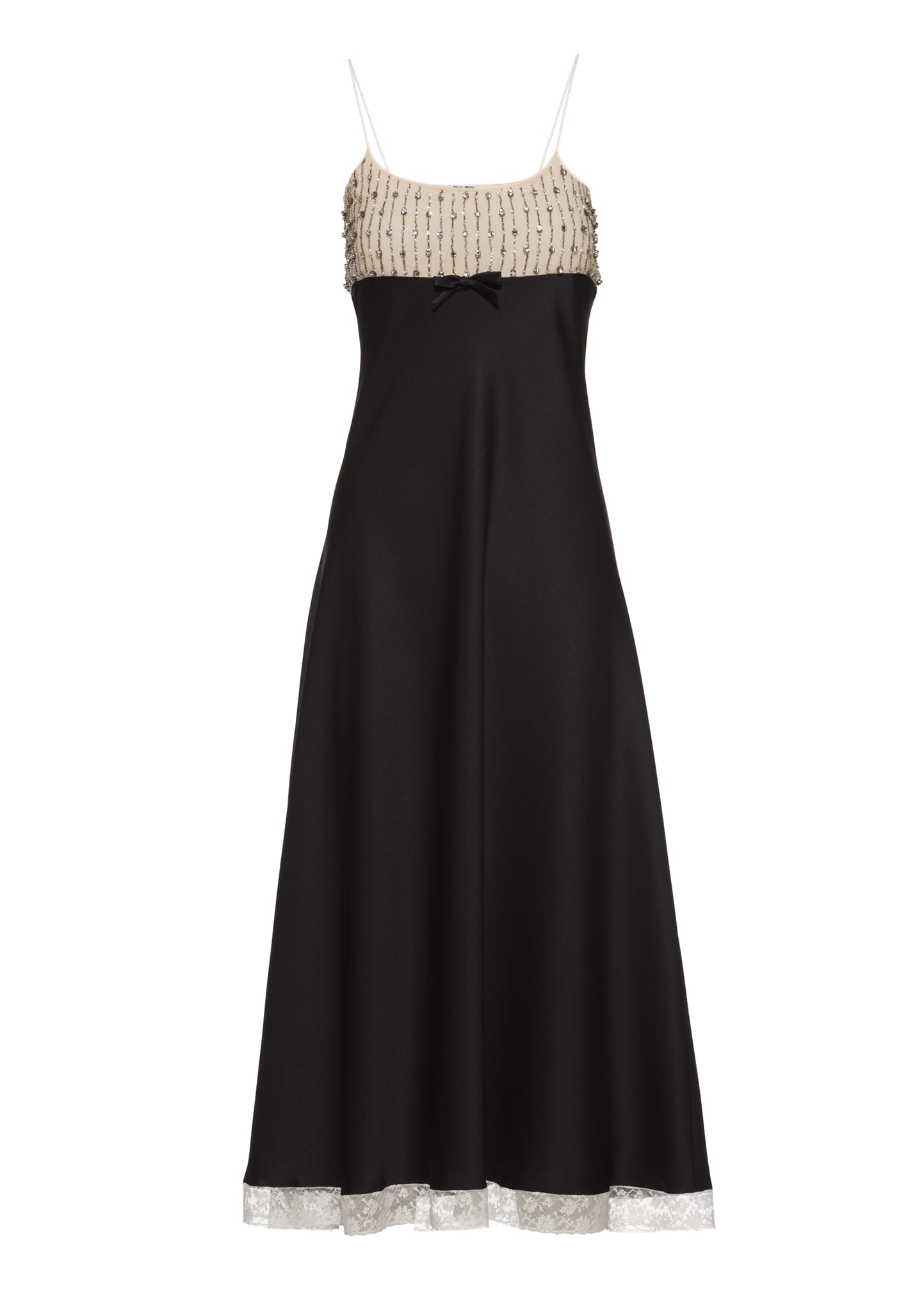 Miu Miu Crystal-Embroidered Satin Slip Dress - Bergdorf Goodman