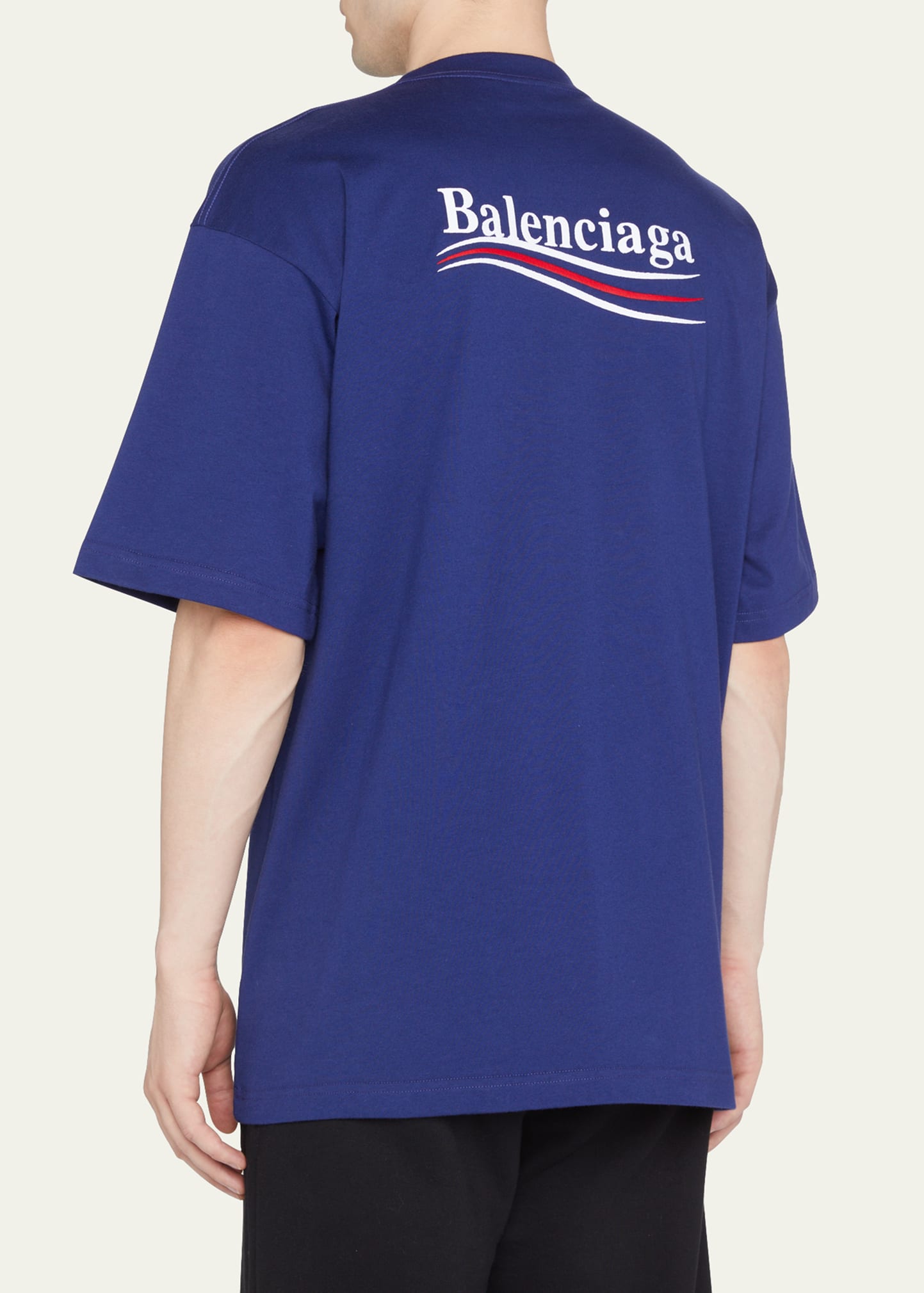 【BALENCIAGA】Logo boxy short sleeve T-shirt/全国送料込み Balenciaga Men's White Campaign Logo Boxy T-Shirt - Bergdorf