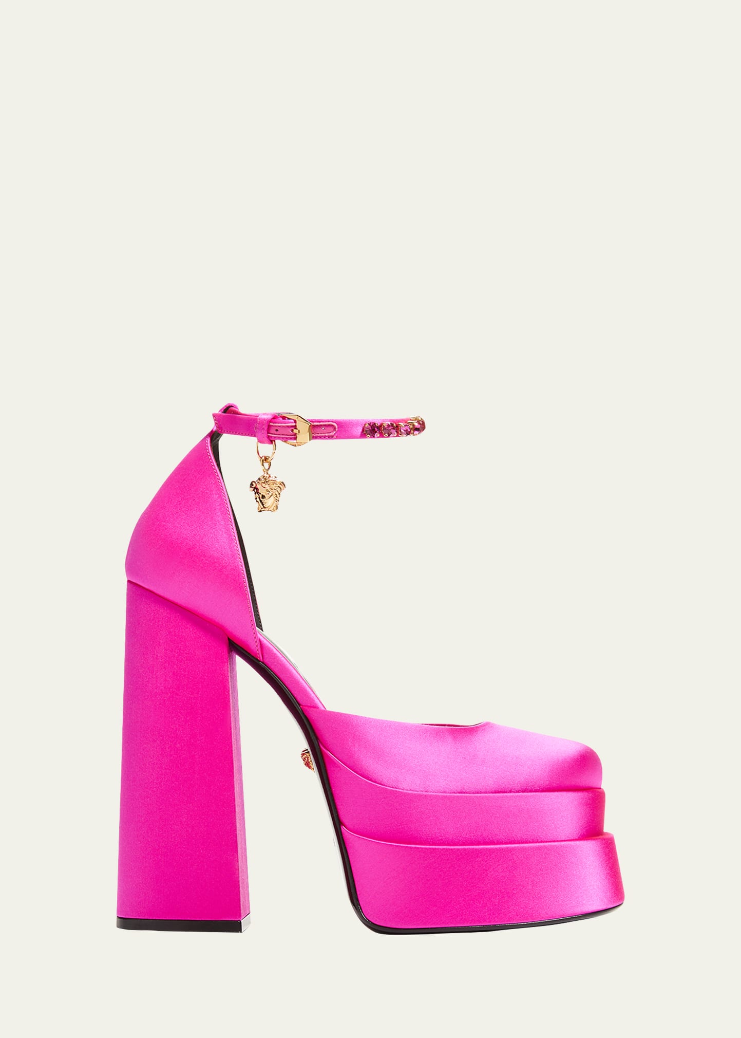 155mm platform satin pumps