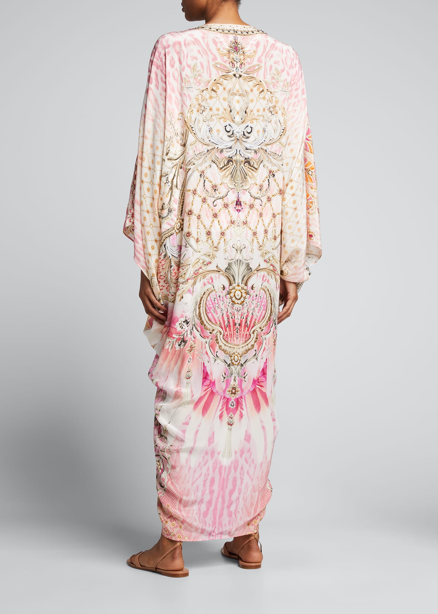 camilla silk kaftan dress Camilla Embellished Printed Silk Kaftan - Blue