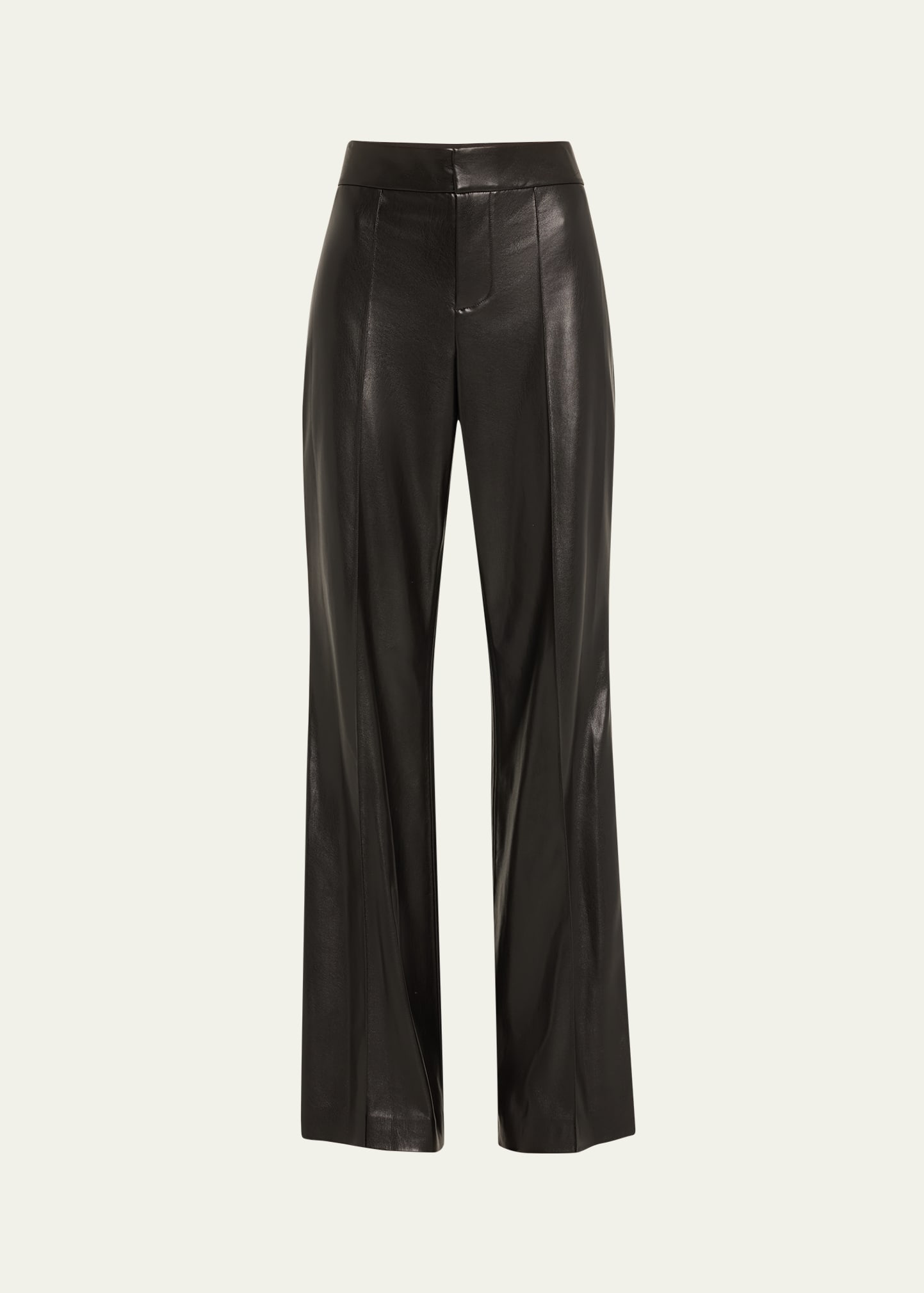 Ellie High Waisted Faux Leather Trousers in Black