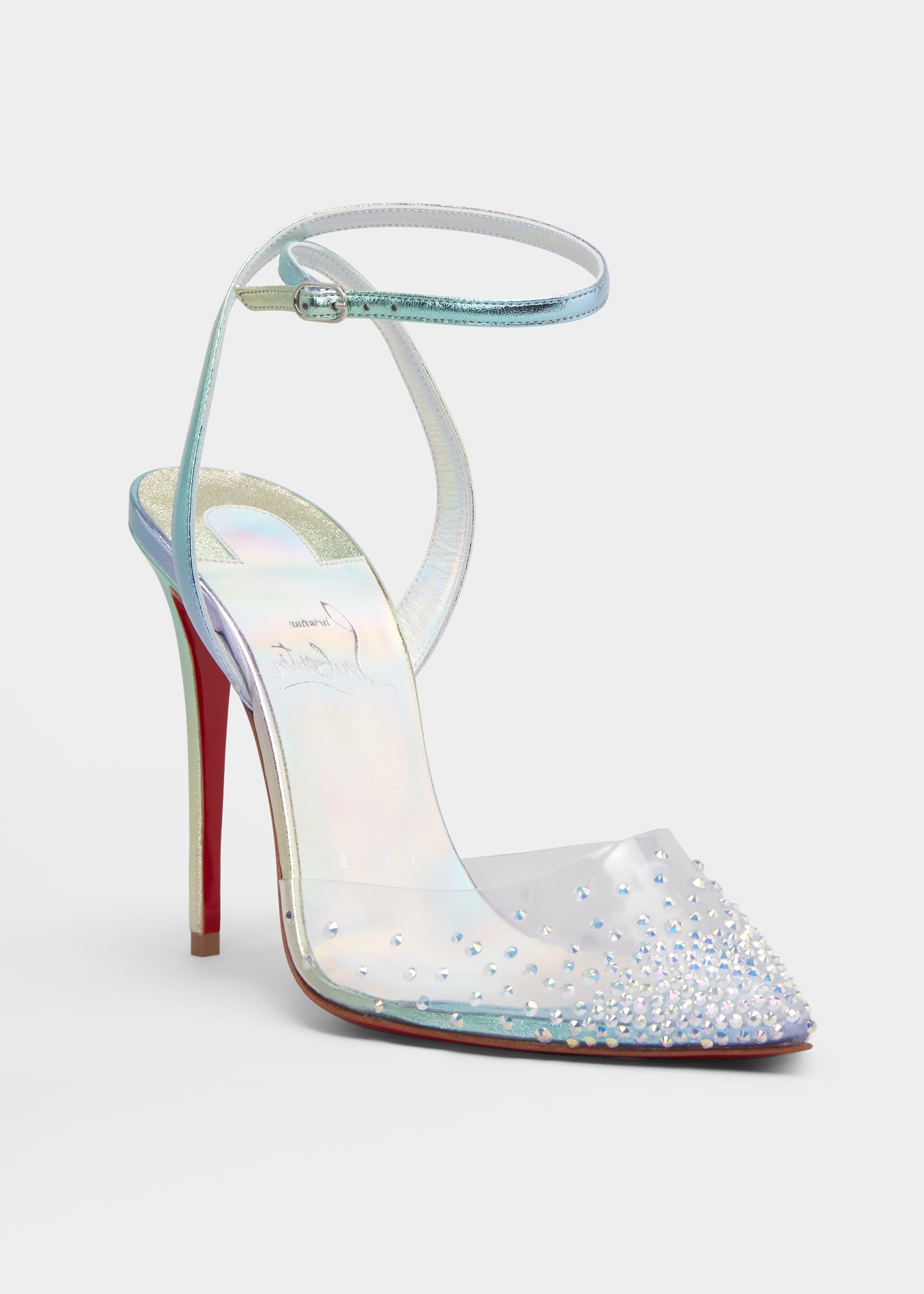 100mm spikaqueen iridescent red sole pumps