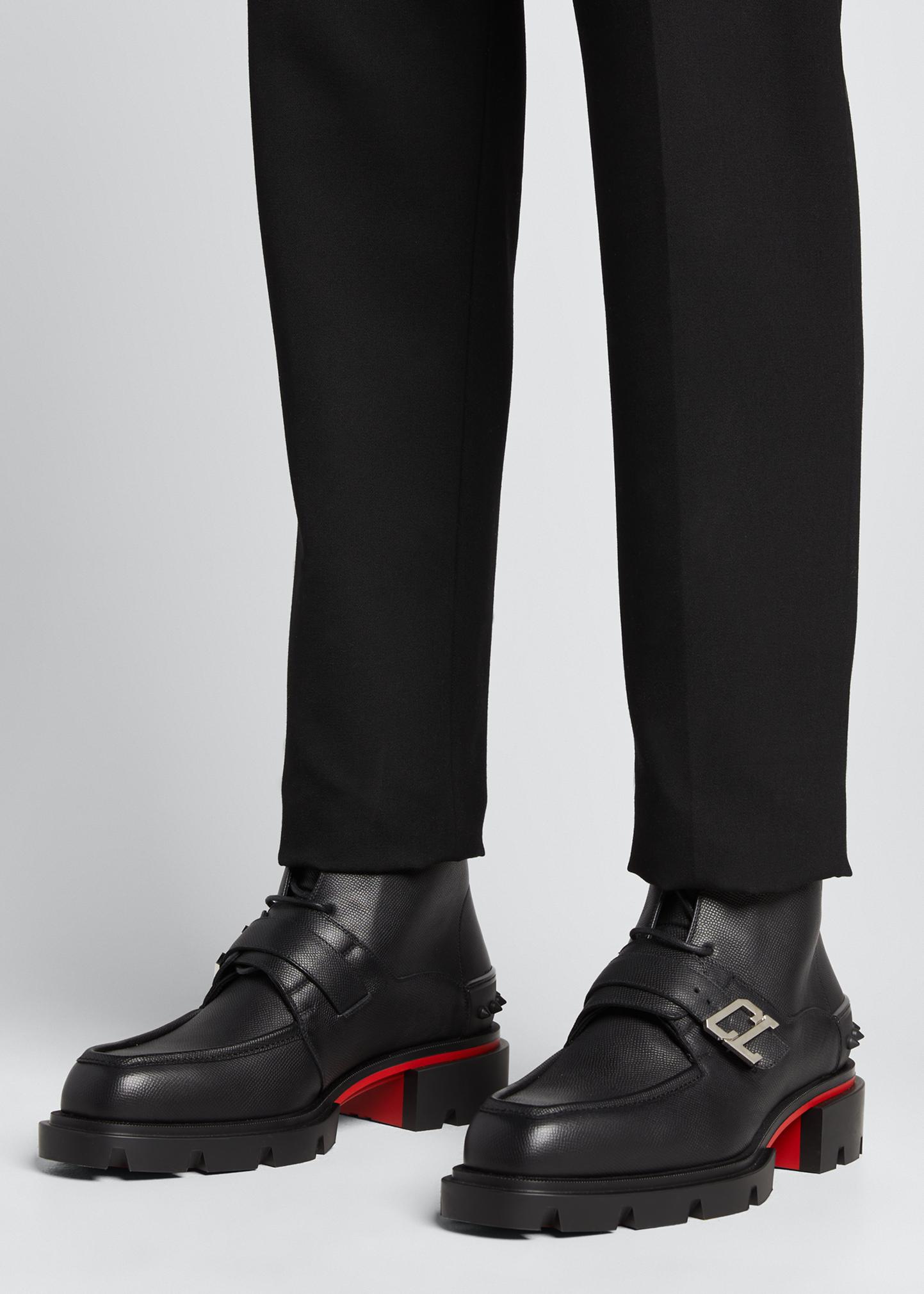 Christian Louboutin Mens Our Georges 2 Flat Black Suede Combat Lace Up Boot 42 9 Christian Louboutin - Our Georges L suede brogues Christian  main image 2