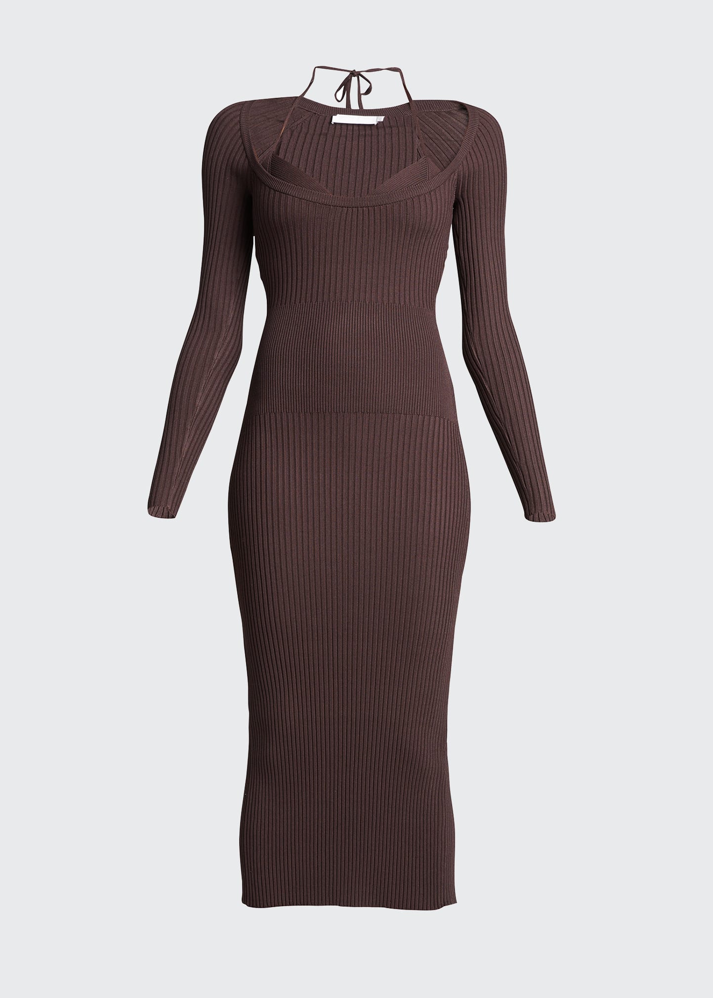 liza compact rib scoop neck midi dress by jonathan simkhai SIMKHAI Liza Scoop Neck Midi Dress in Garnet