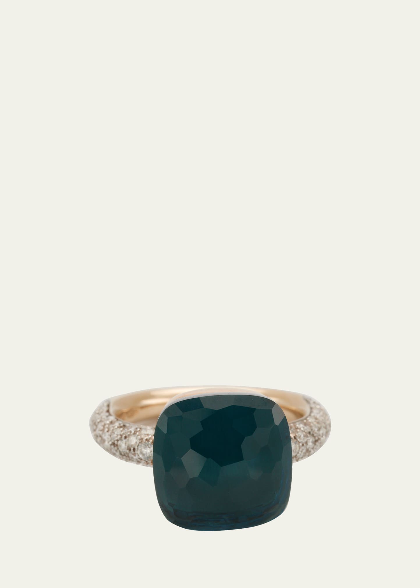 Pomellato Nudo Classic 18k Gold Ring with London Blue Topaz and Diamonds
