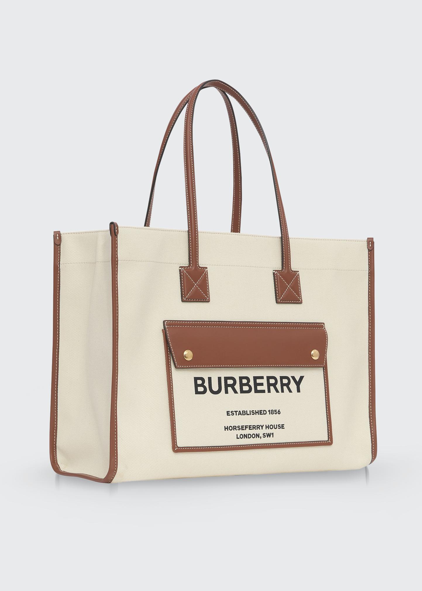 Burberry Canvas Logo Top Handle Tote Bag - Bergdorf Goodman