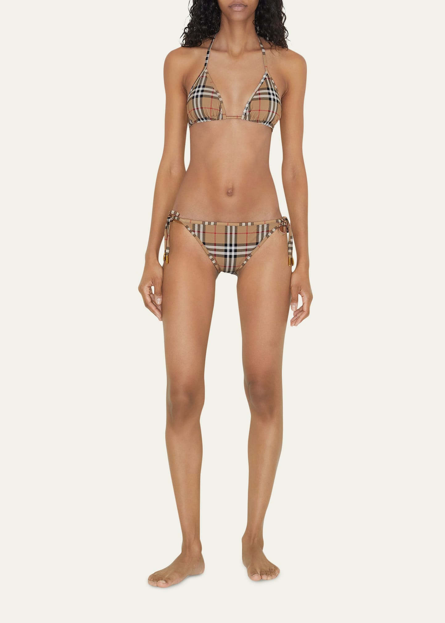 新品未使用★BURBERRY・TBモノグラム総柄 タイサイドビキニ 水着(M) Burberry Cobb Vintage Check Triangle Bikini - Bergdorf Goodman