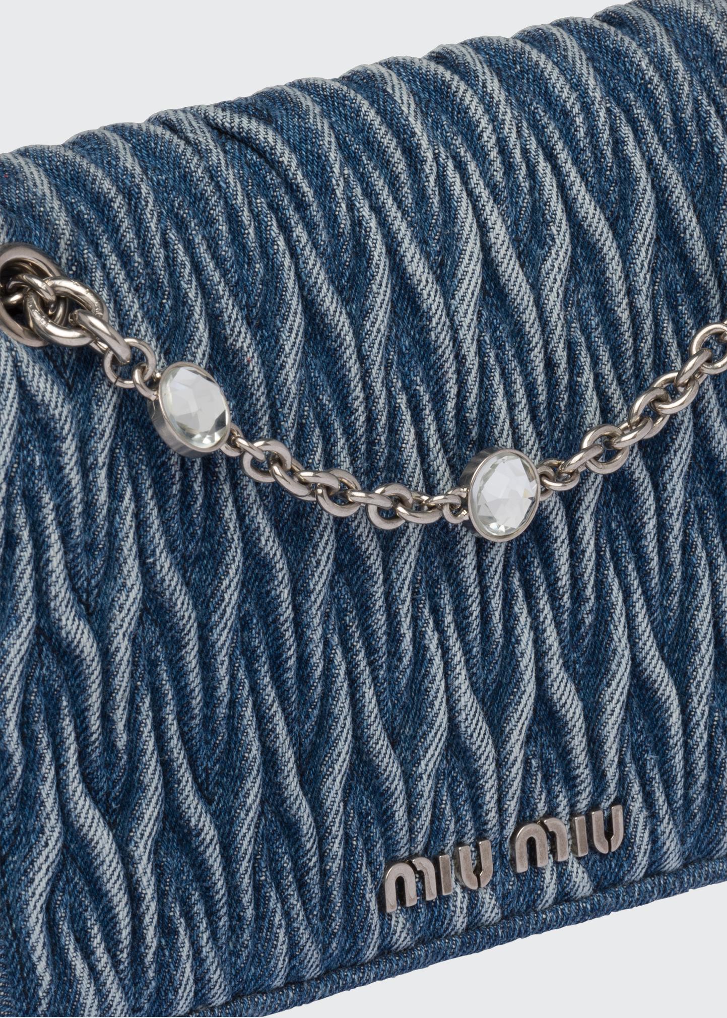 Miu Miu Mini Quilted Denim Crystal Crossbody Bag - Bergdorf Goodman