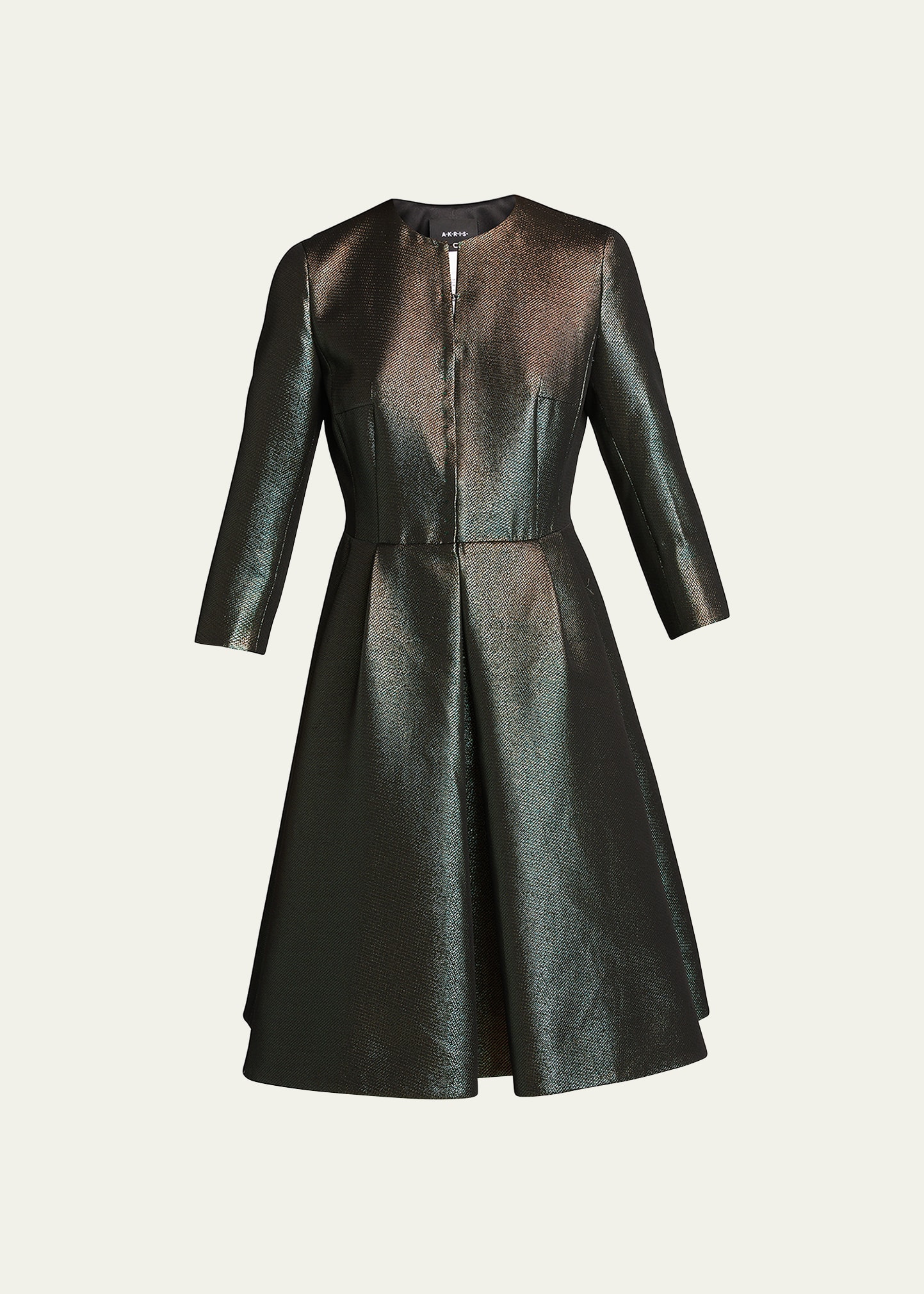 Akris Metallic Pleated Fit-&-Flare Dress