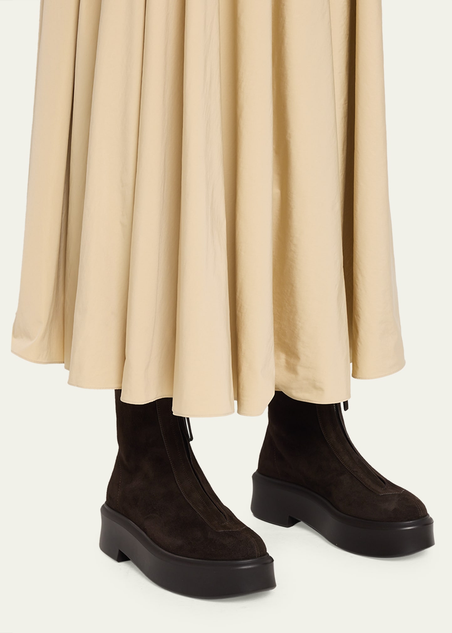 THE ROW Suede Zip Moto Booties - Bergdorf Goodman