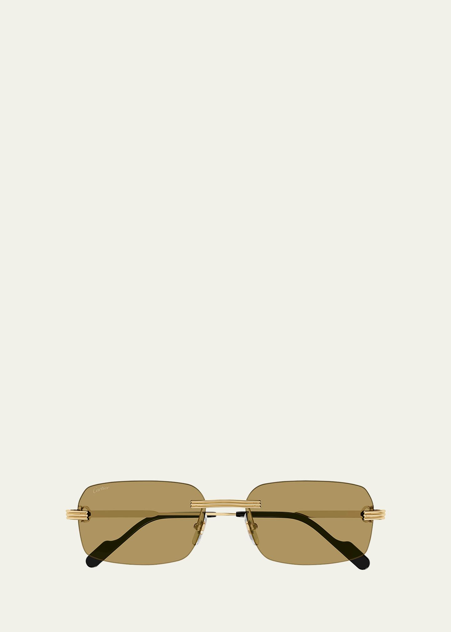 Cartier Men's Rimless Rectangle Metal Sunglasses - Bergdorf Goodman
