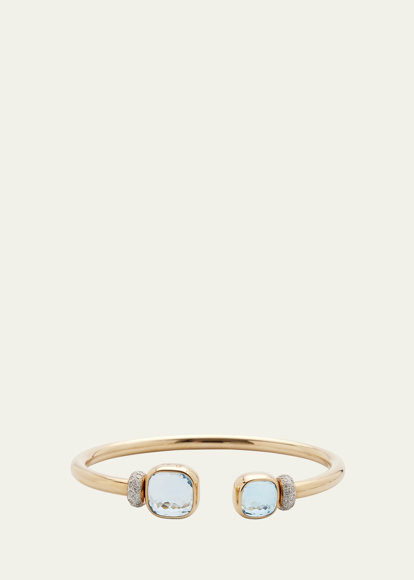 Pomellato Nudo Classic and Petit Rose Gold Bangle with Sky Blue Topaz, Size M