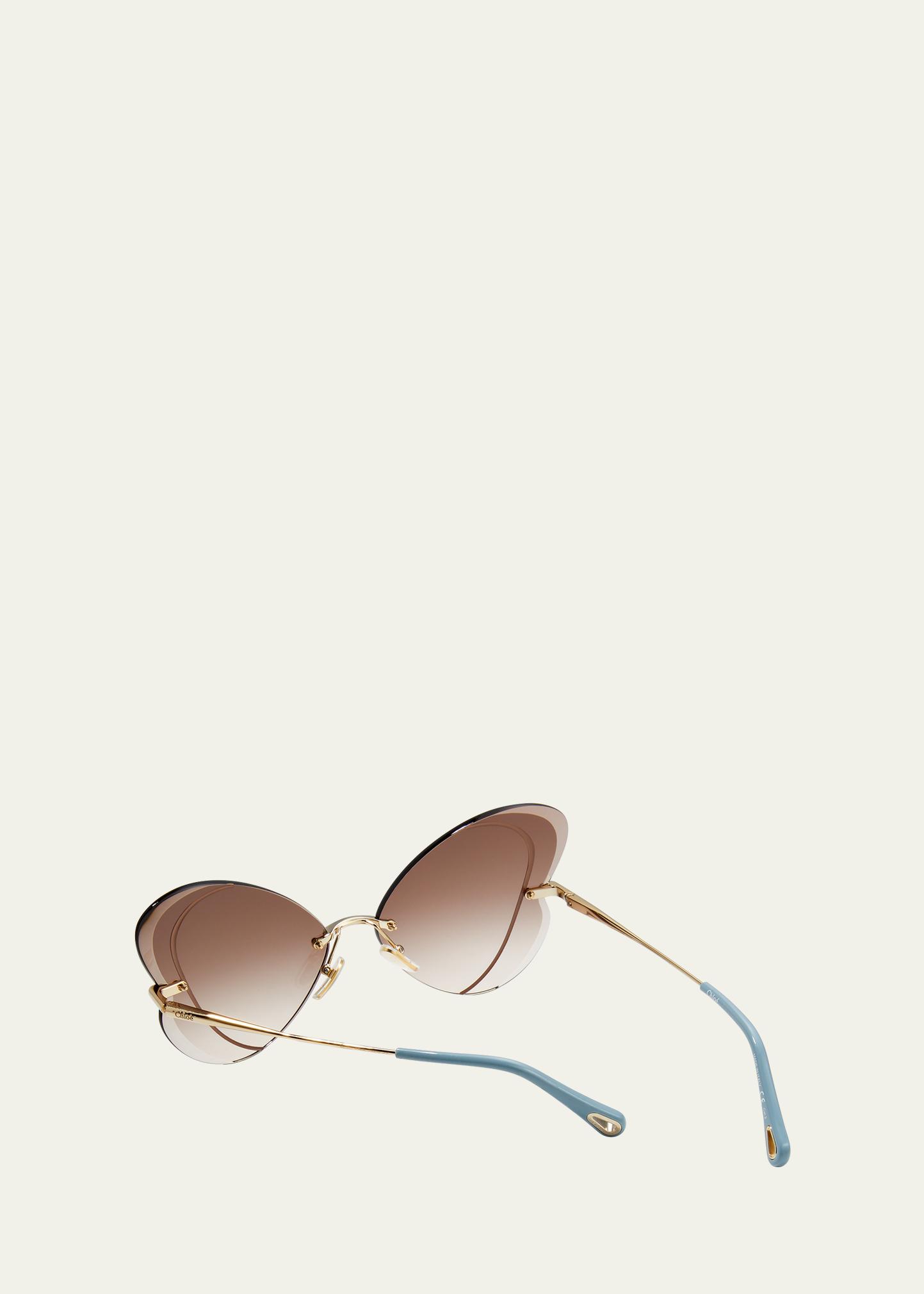Chloe Semi-Rimless Metal Butterfly Sunglasses - Bergdorf Goodman display picture 3