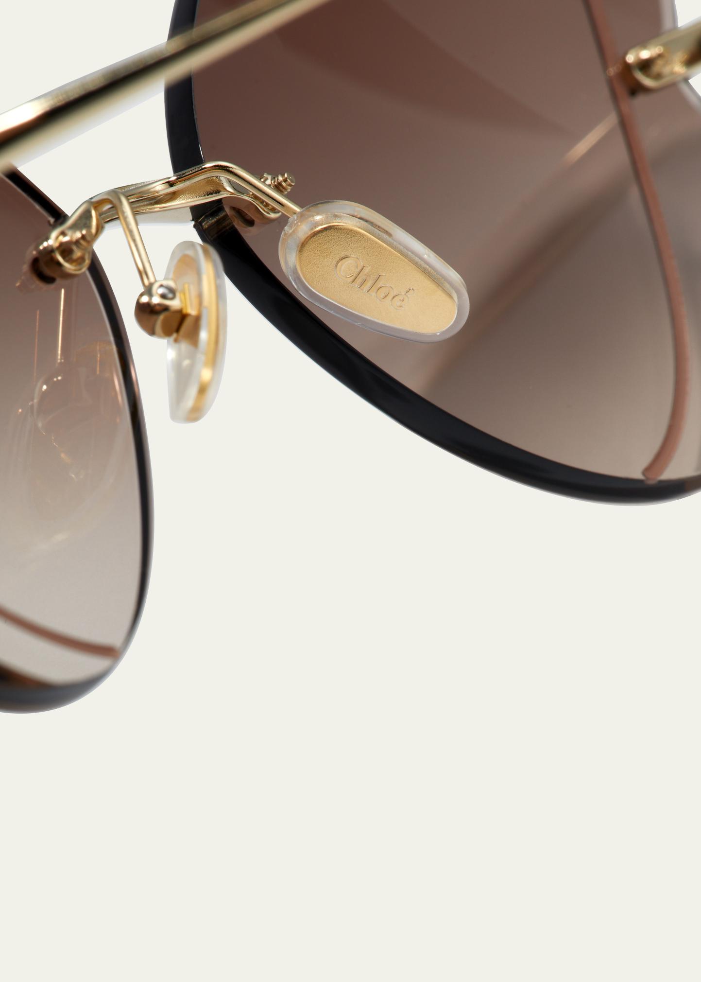 Chloe Semi-Rimless Metal Butterfly Sunglasses - Bergdorf Goodman display picture 3