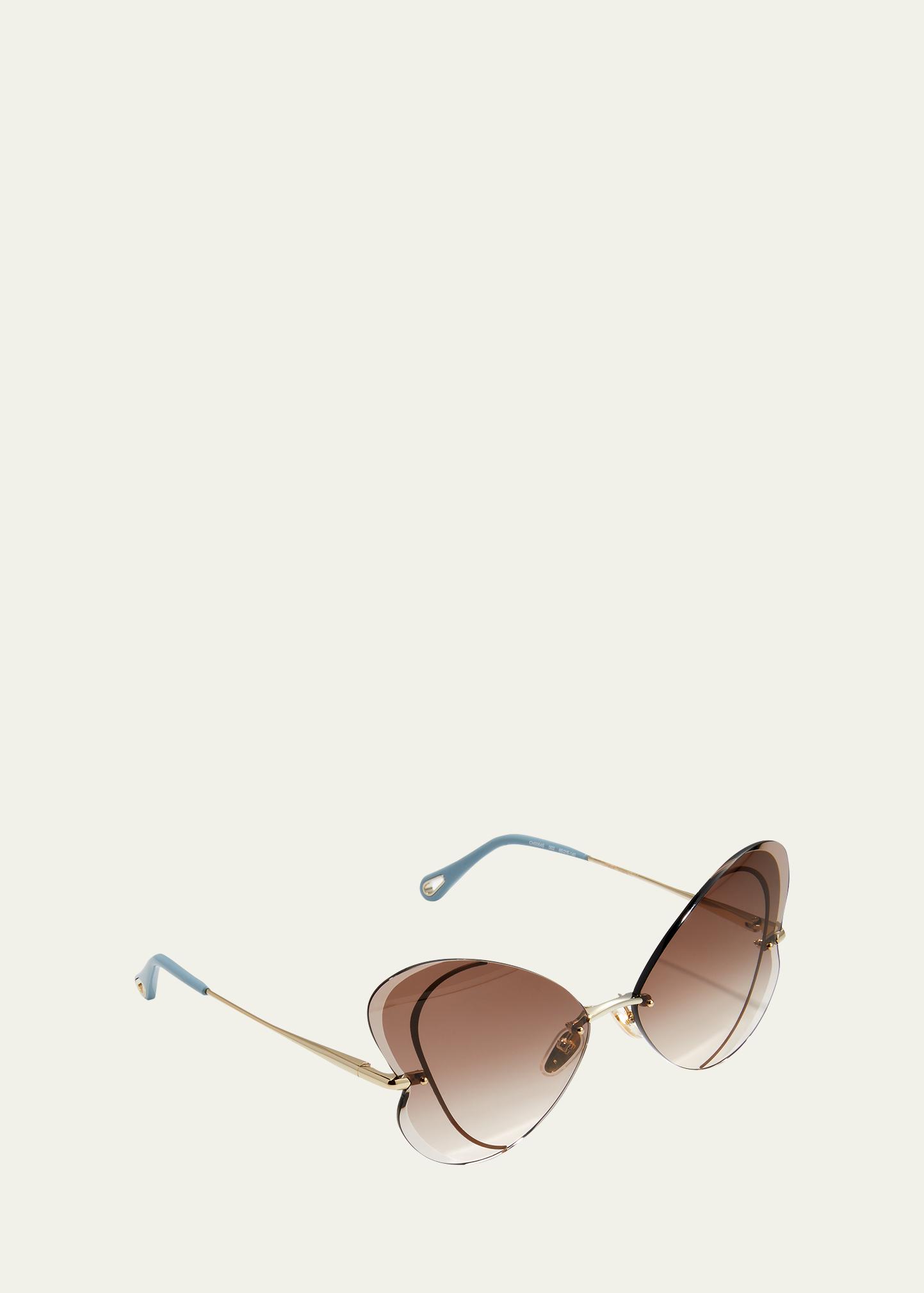 Chloe Semi-Rimless Metal Butterfly Sunglasses - Bergdorf Goodman