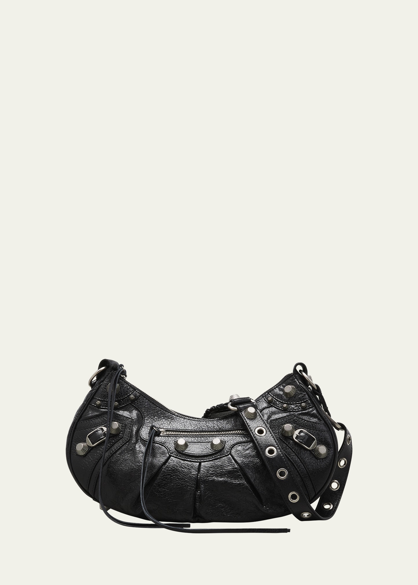 pocco BALENCIAGA CAGOLE STUD バレンシアガ BALENCIAGA Le Cagole XS studded crinkled-leather shoulder