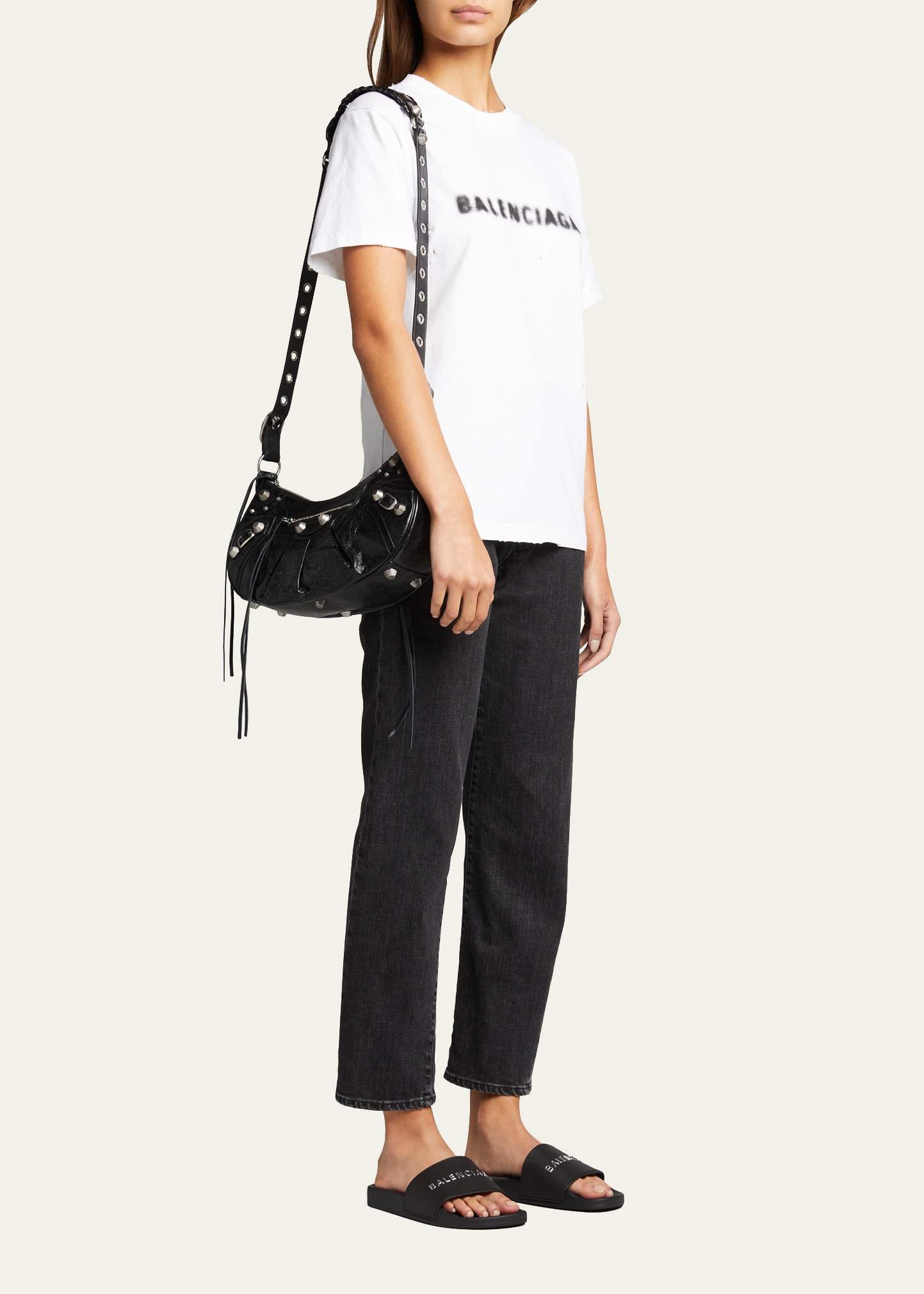 Balenciaga Cagole Studded Texture Leather Shoulder Bag - Bergdorf