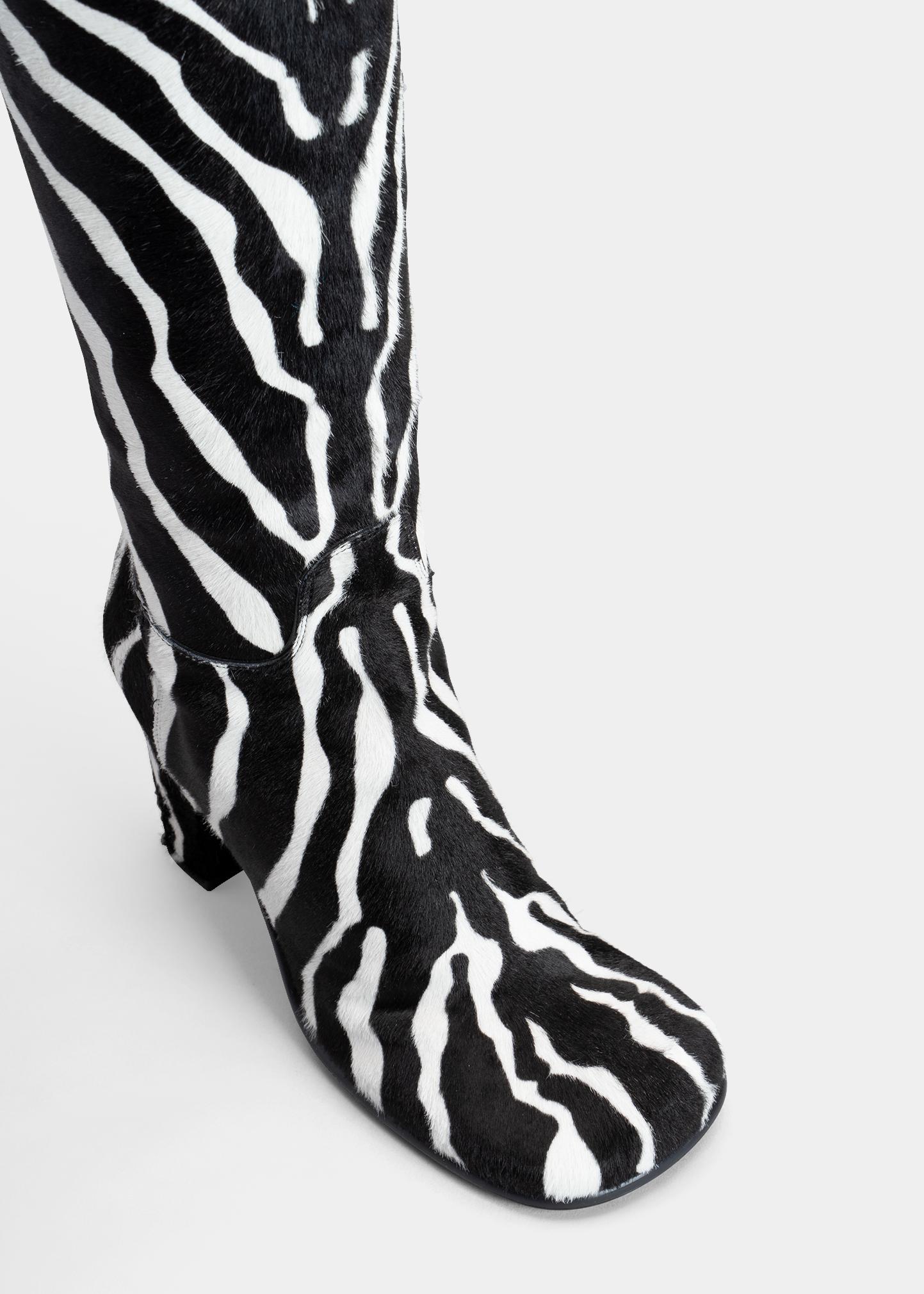 Bottega Veneta Zebra-Print Fur Over-The-Knee Boots  display picture 1
