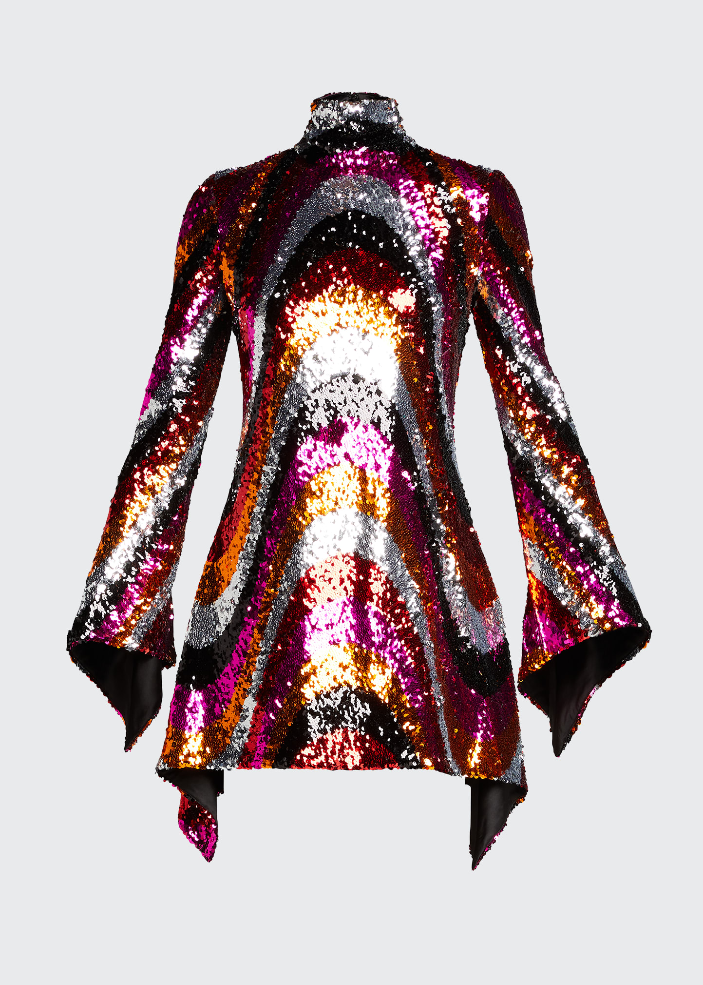 slim fit dress slacks Interstella Sequin Long Sleeve Mini Dress White main image 1